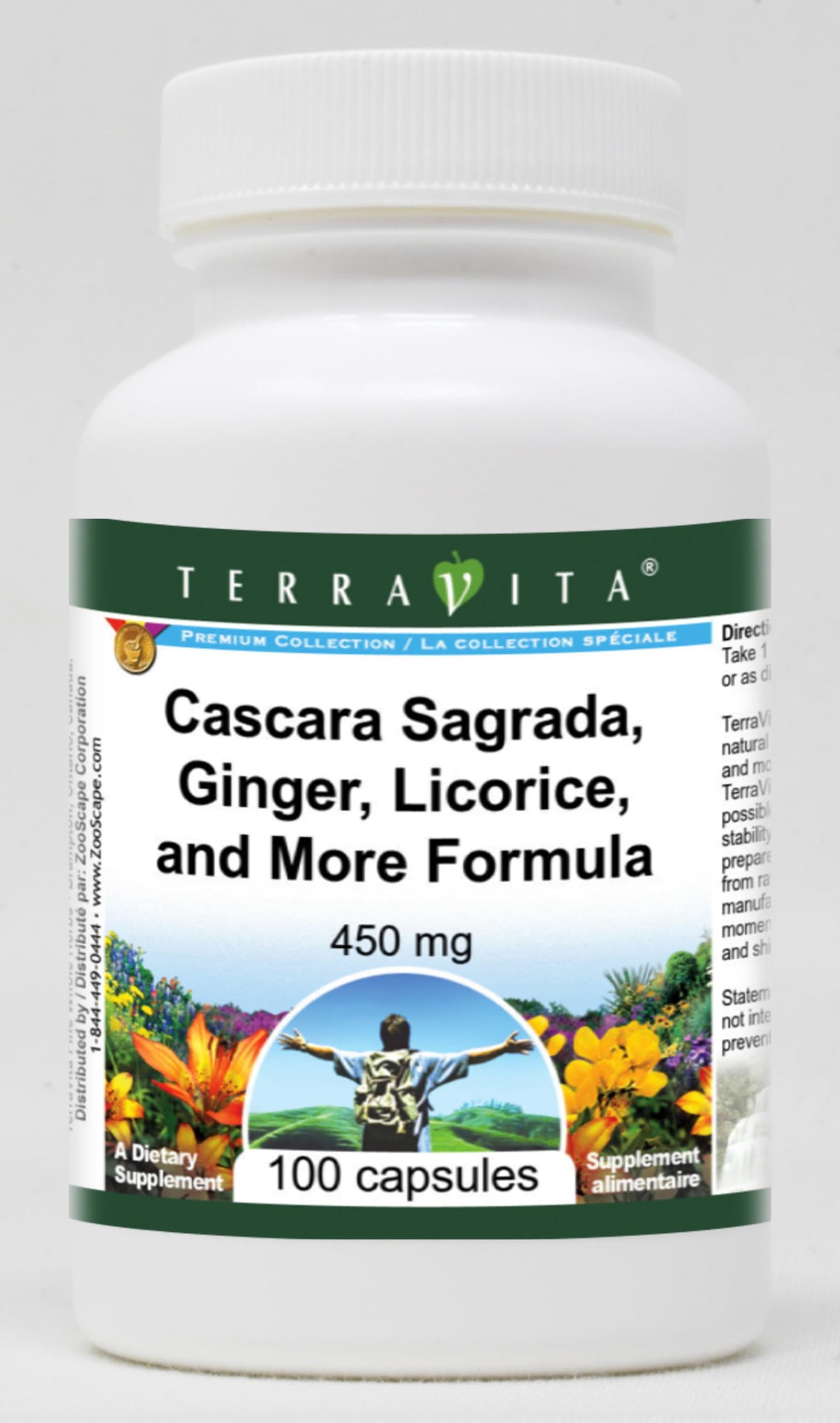 Terravita Cascara Sagrada, Ginger, Licorice, and More Formula 450 mg Capsules, 300 Count