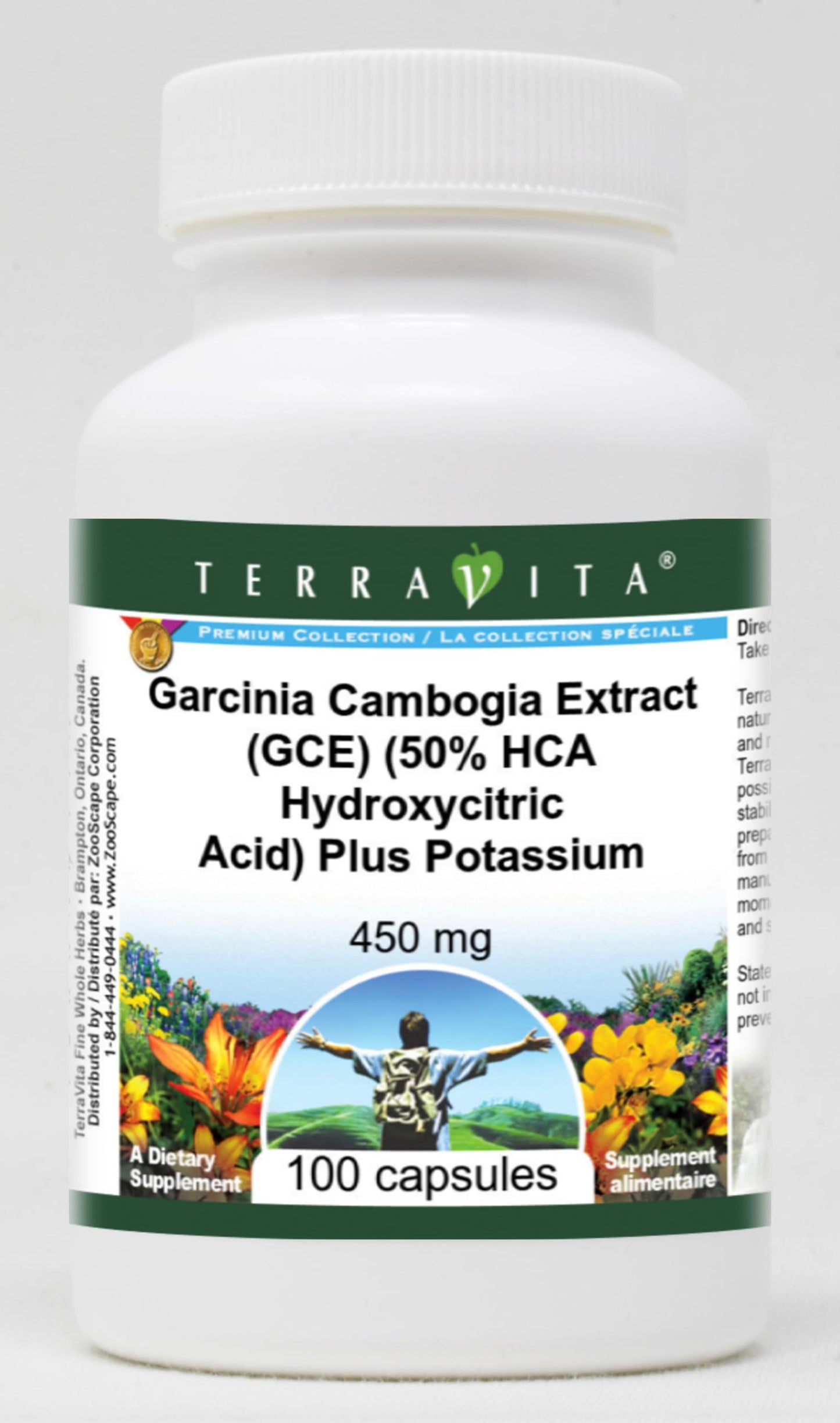 Terravita Garcinia Cambogia Extract (GCE) 50% HCA Plus Potassium, 450 mg, 300 Capsules