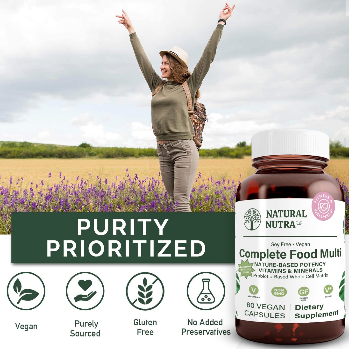 Natural Nutra Whole Food Complete Multivitamin and Mineral for Women and Men, 60 Capsules