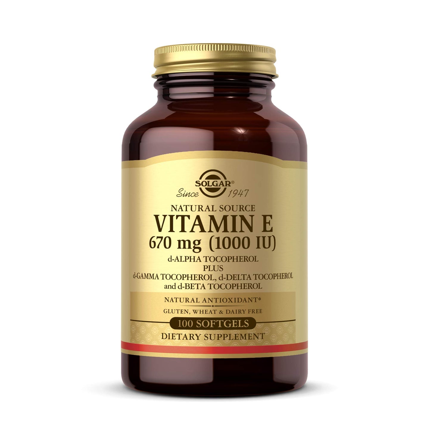 Solgar Vitamin E 670 mg (1000 IU) Softgel, 100 Count