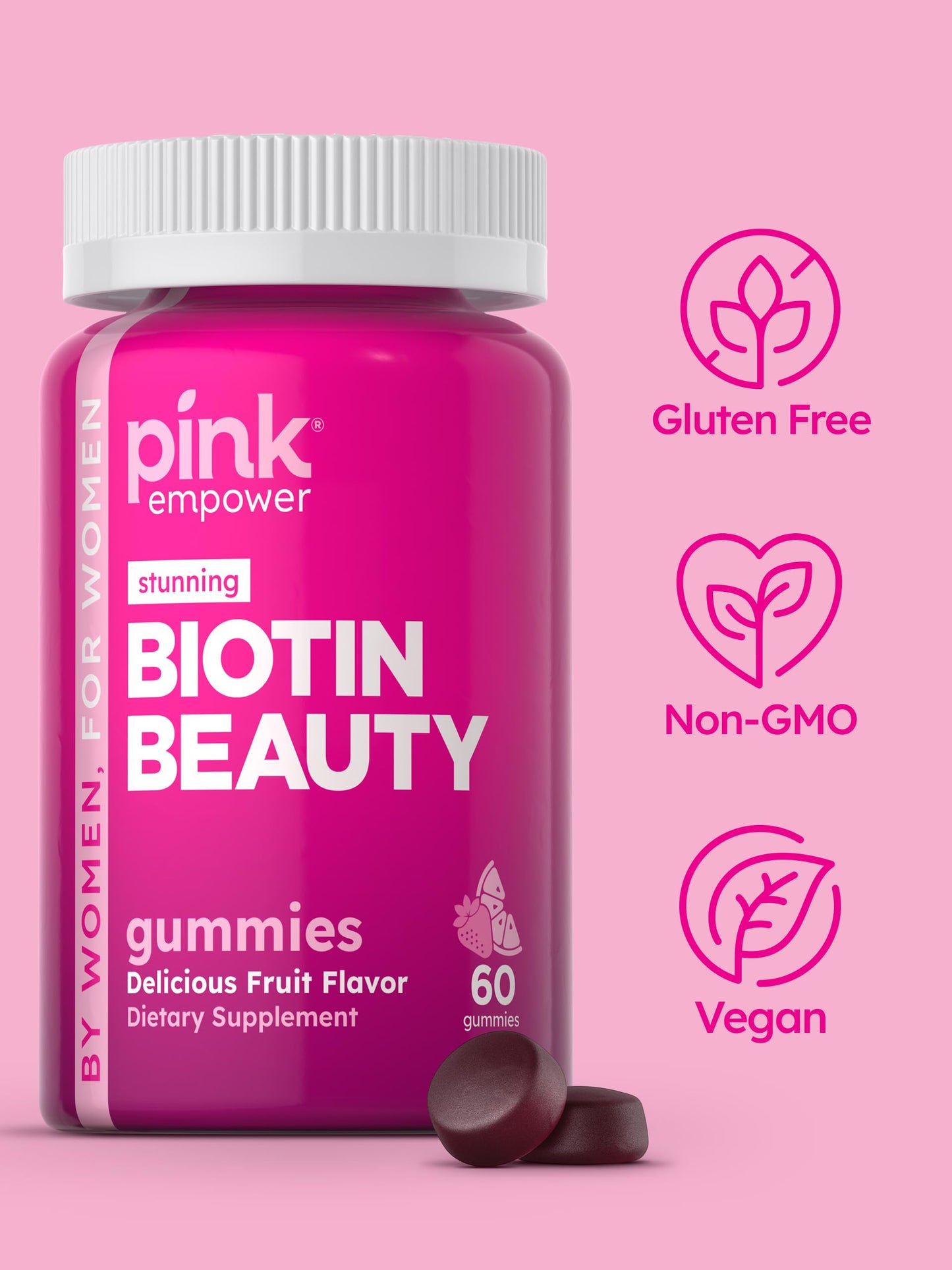 PINK Biotin Gummies for Women 60 Count