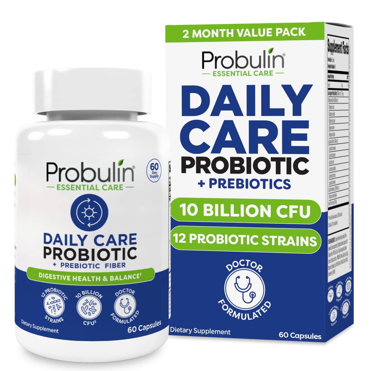Probulin Daily Care Probiotic Supplement Digestive, Gut, and Immune Health Support Capsules, 60 Count