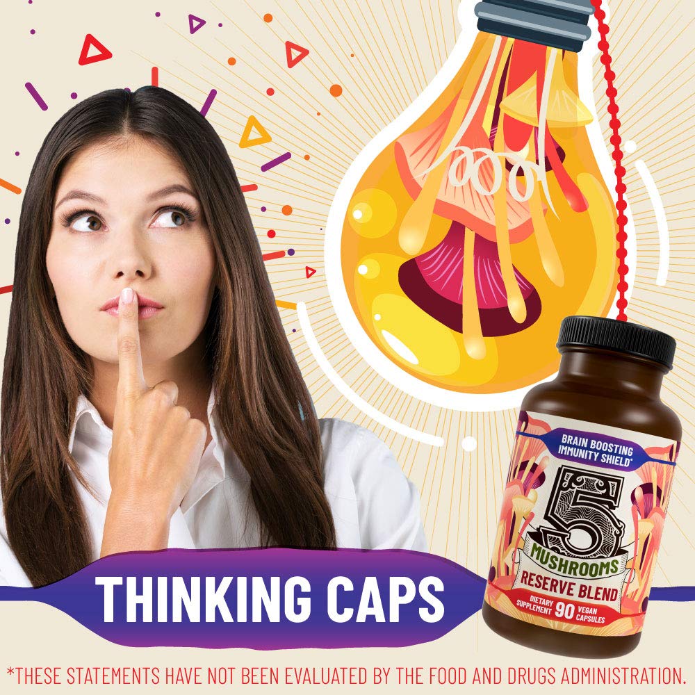 Hippie Farms 5 Mushrooms Reserve Blend Mushroom Supplement 90 Capsules