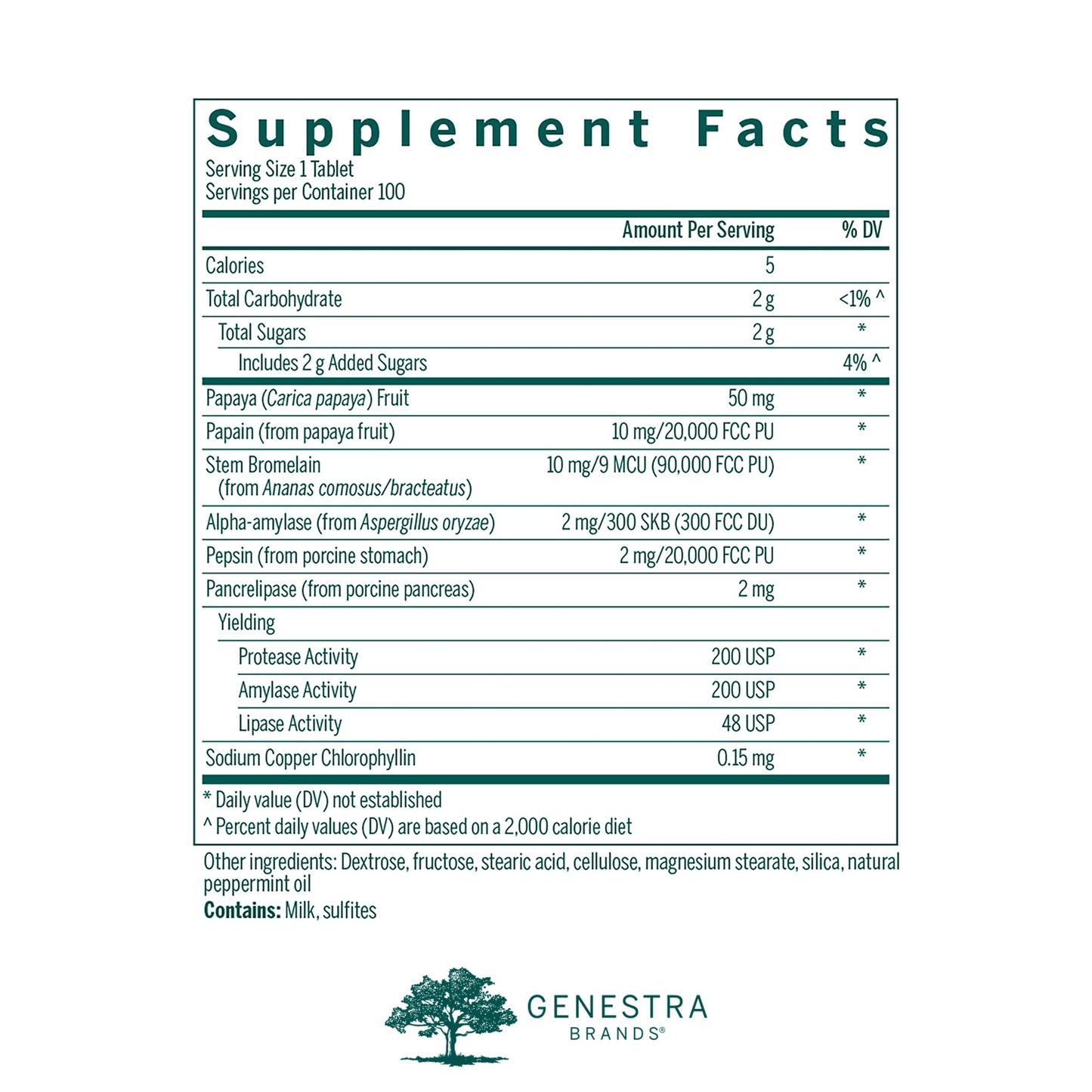 Genestra Brands Bio Enzymes Complete Digestive Enzymes Formula Chewable Tablets 100 Tablets