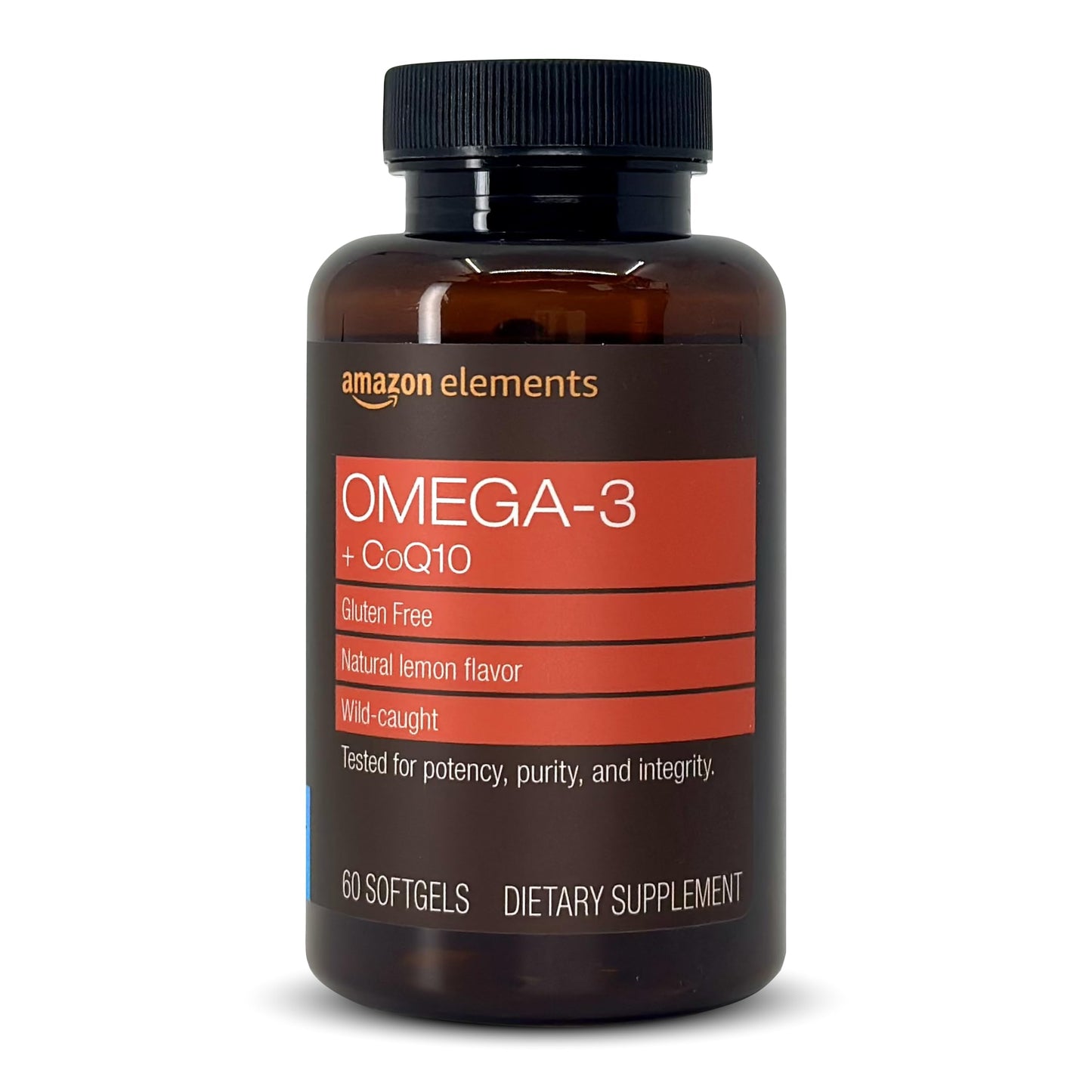 Amazon Elements Omega 3 Fish Oil + CoQ10 Softgels 60