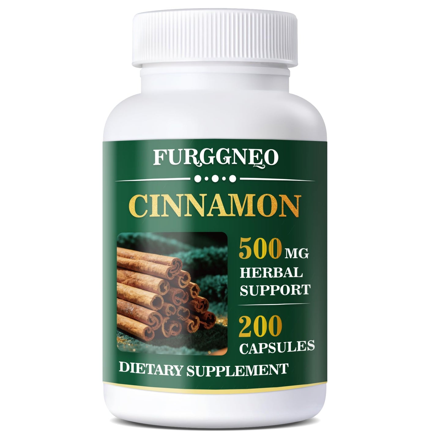 Generic FURGGNEO Cinnamon Supplement 500mg 4:1 Cinnamon Extract & Bark Blend for Metabolic Support Capsule, 200-Count