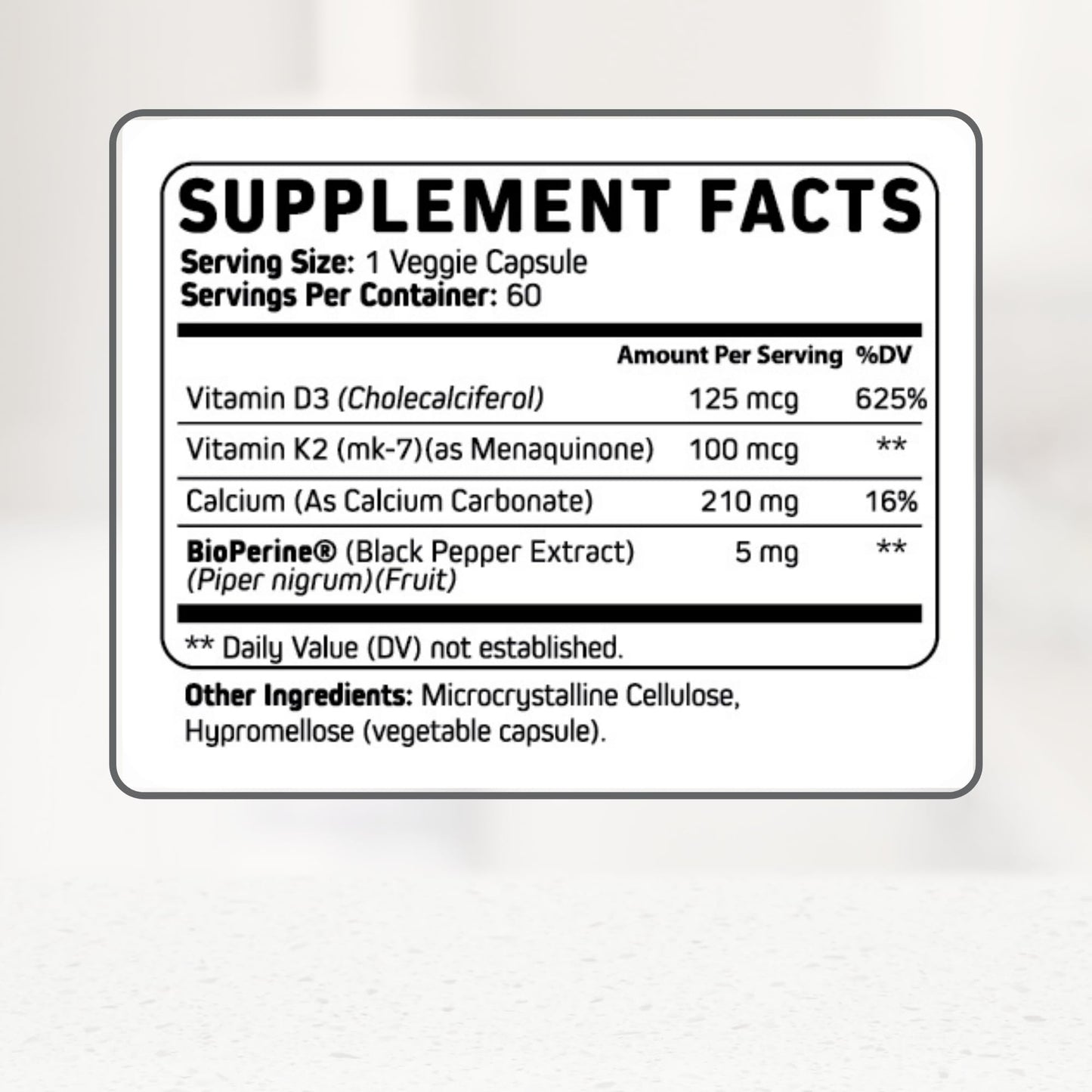 Orgaboom Vitamin D3 K2 Calcium Supplement Capsule 60 Count