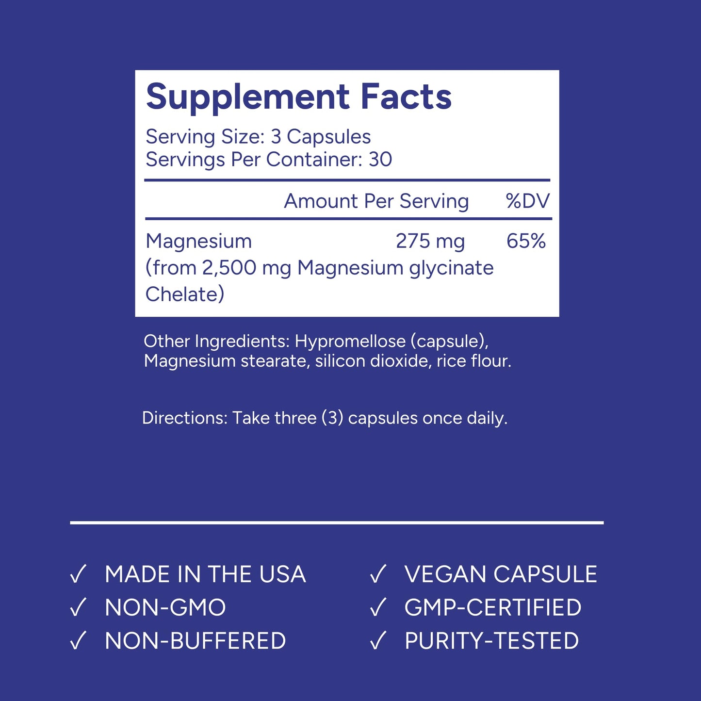 Pure Antioxidants Magnesium Glycinate Capsules, 90 Count