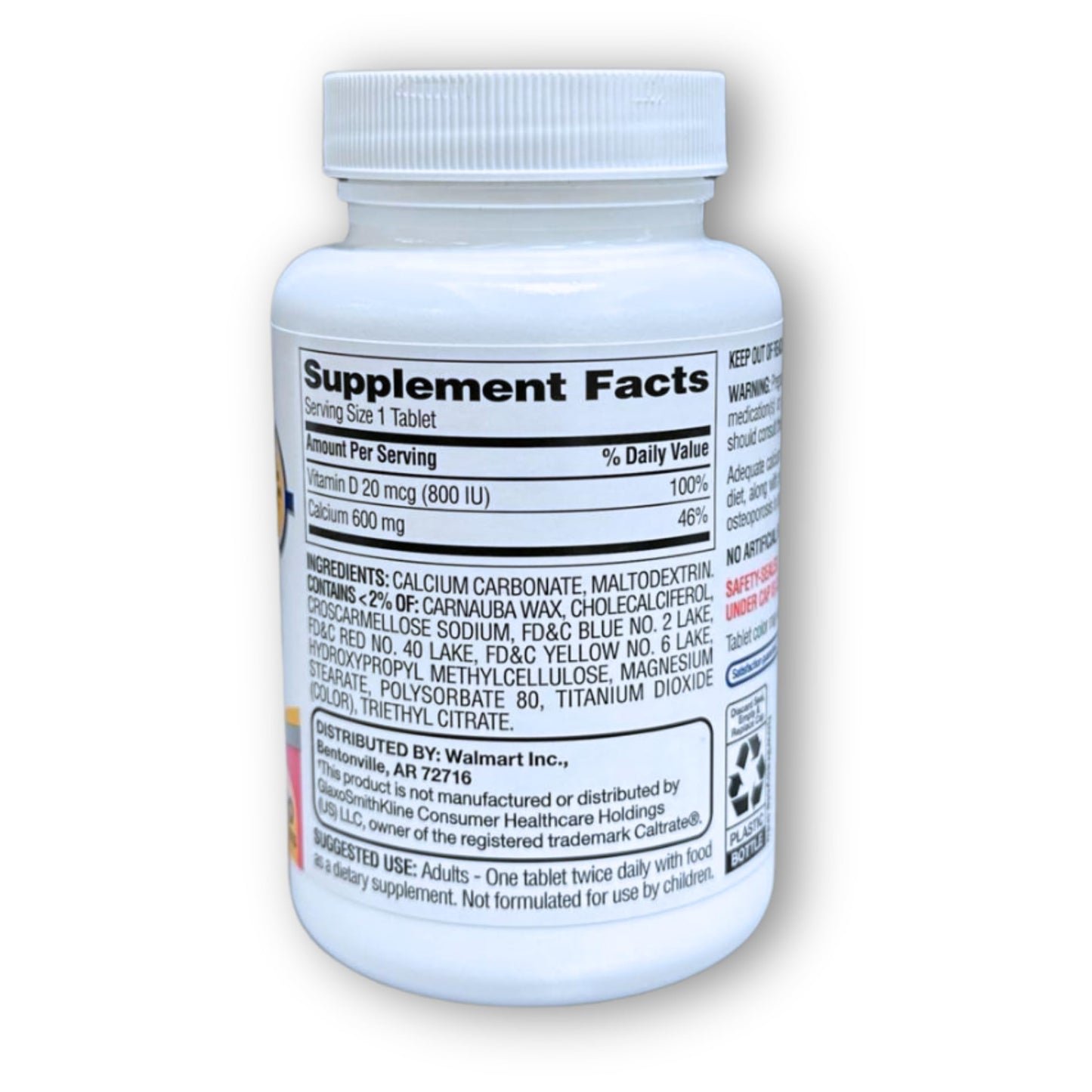 Fusion Shop Store Calcium 600 mg with Vitamin D3 Tablets, 200 Count