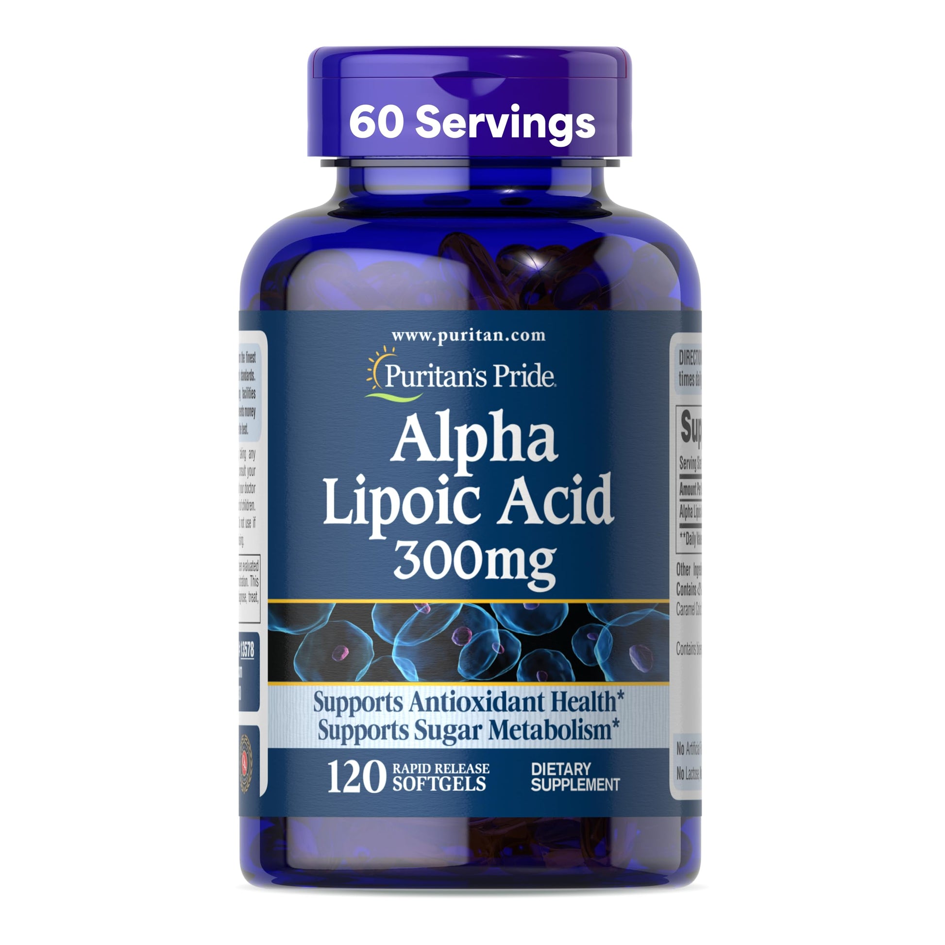 Puritan's Pride Alpha Lipoic Acid 300mg Softgel, 120 Count