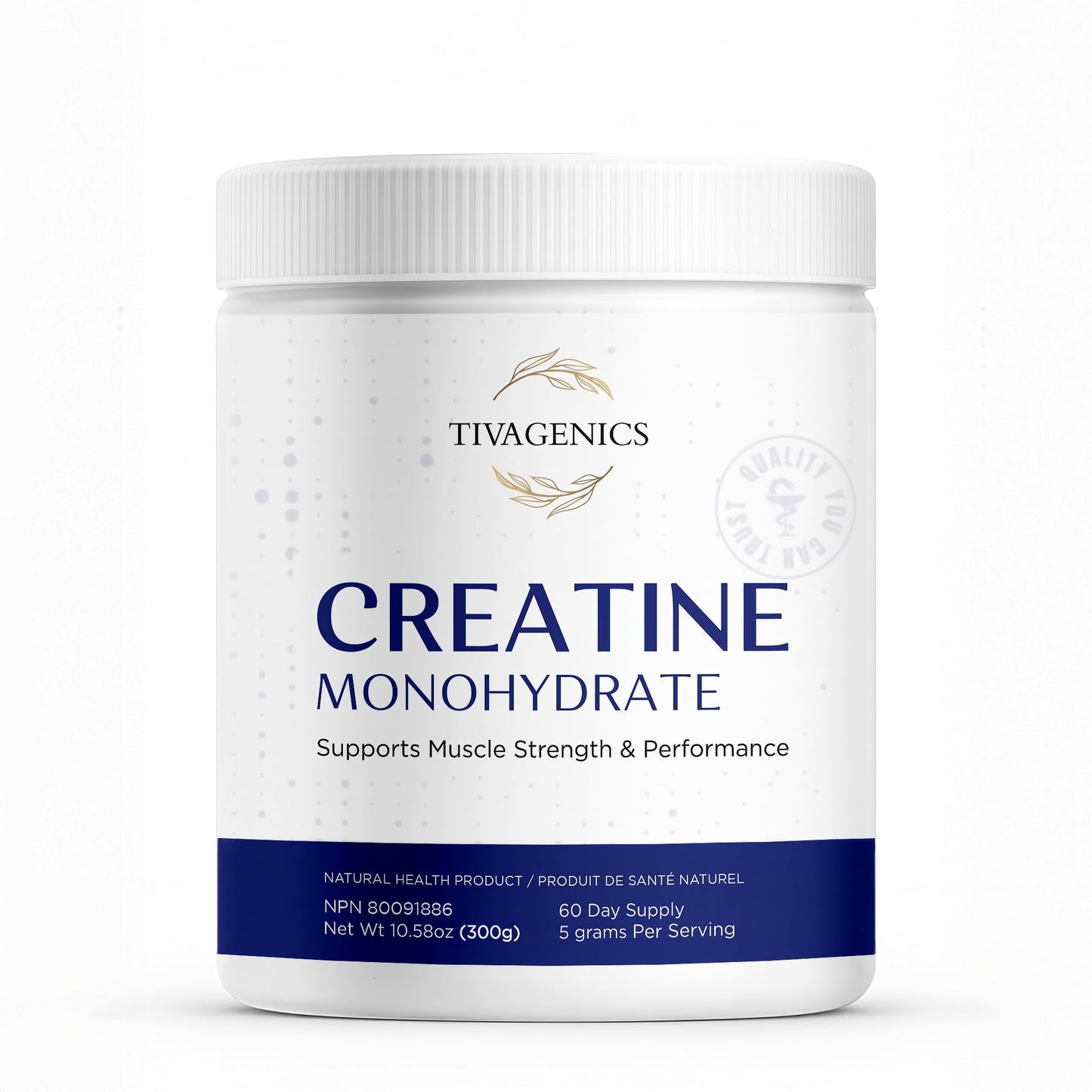 TIVAGENICS Creatine Monohydrate + Magnesium Glycinate Supplement, Unflavored Powder + 90 Capsules