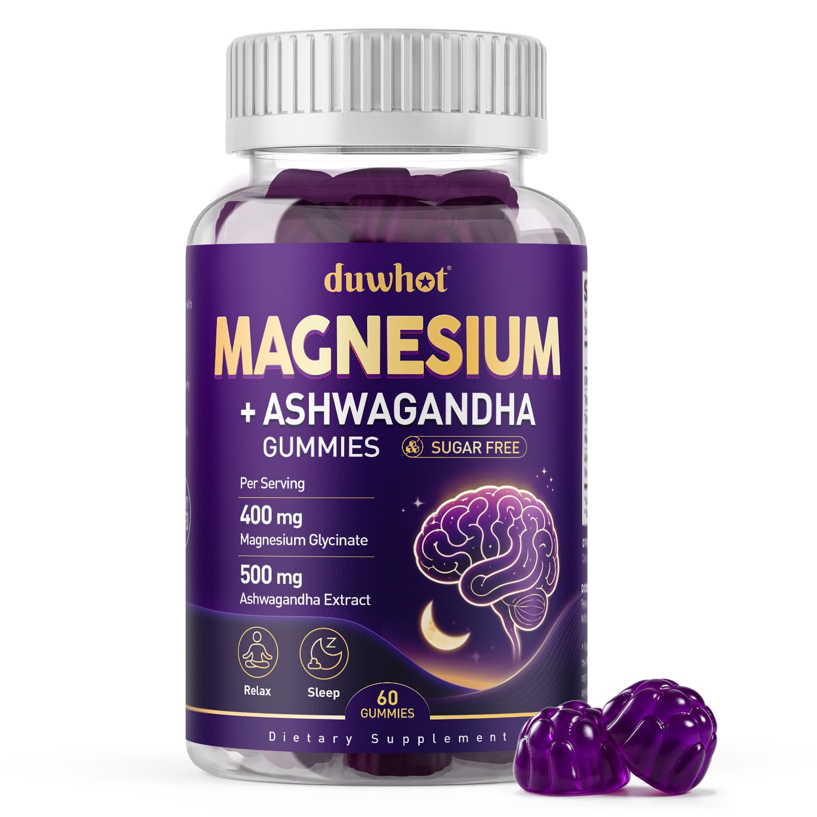 duwhot Magnesium Ashwagandha Gummies, 60 Count