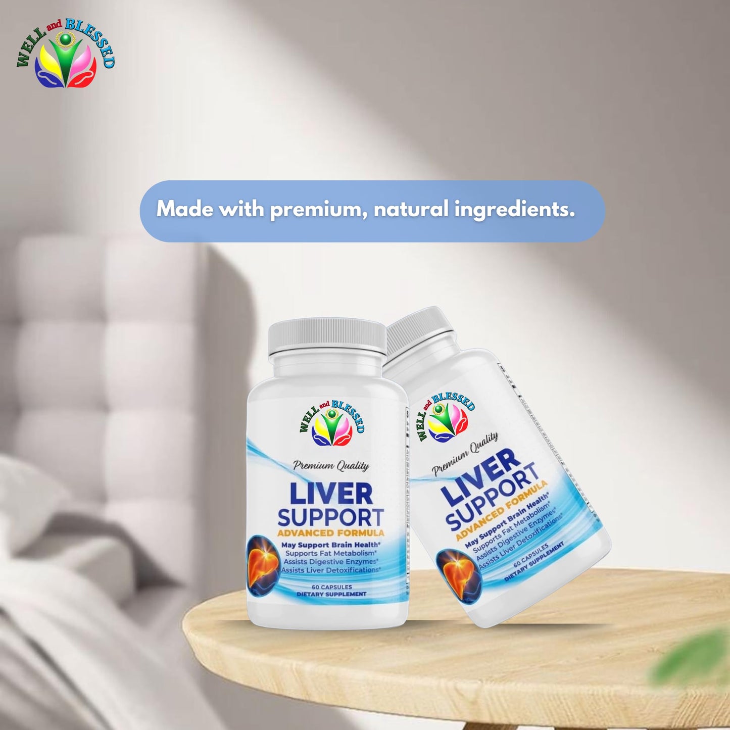 Well and Blessed Liver Support Herbal Supplements 60 Capsules