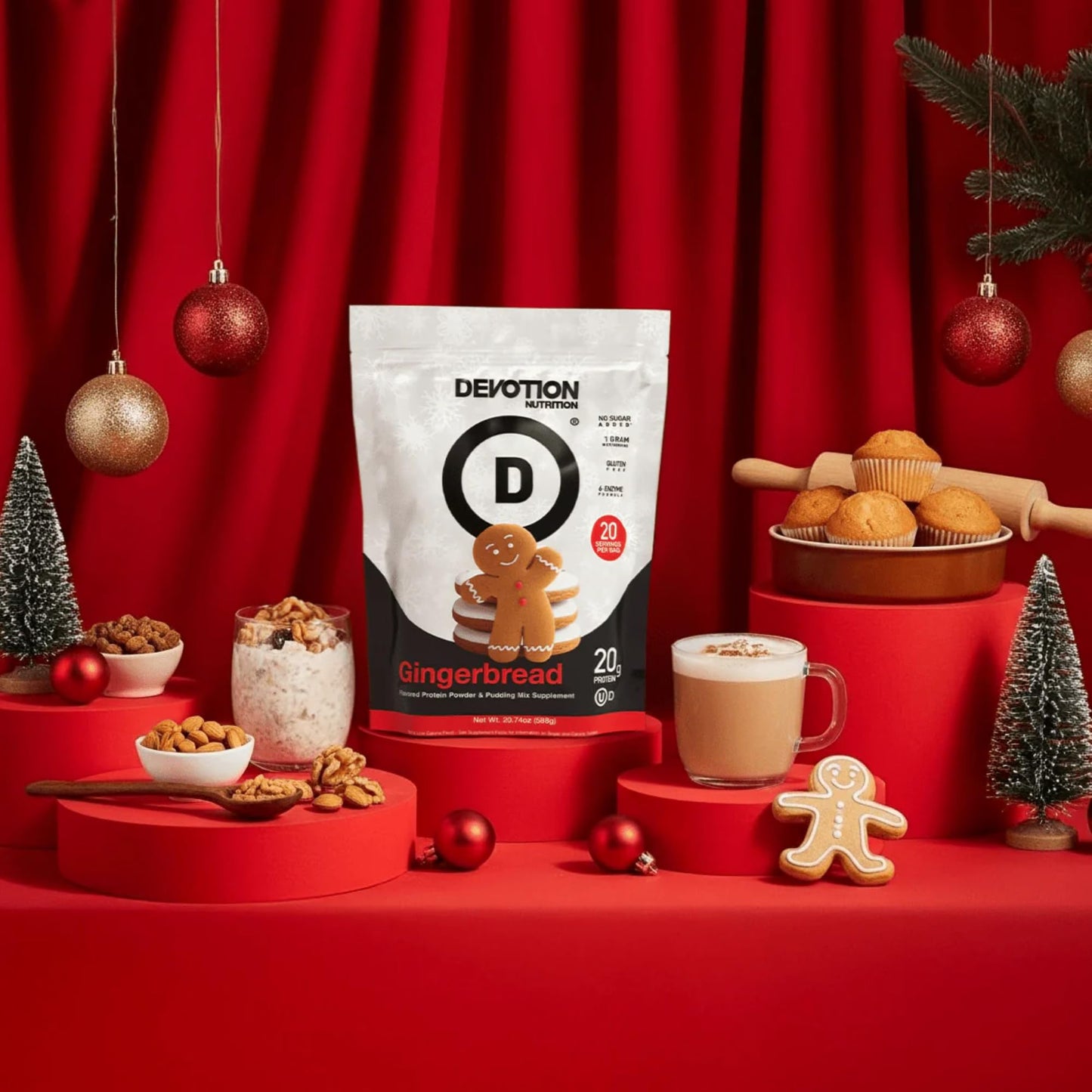 Devotion Nutrition Protein Powder Gingerbread – 20g Whey Isolate & Casein Protein Blend – No Added Sugar, Low Carb, Gluten-Free, Keto-Friendly, 1g MCT, Kosher, 20 Servings