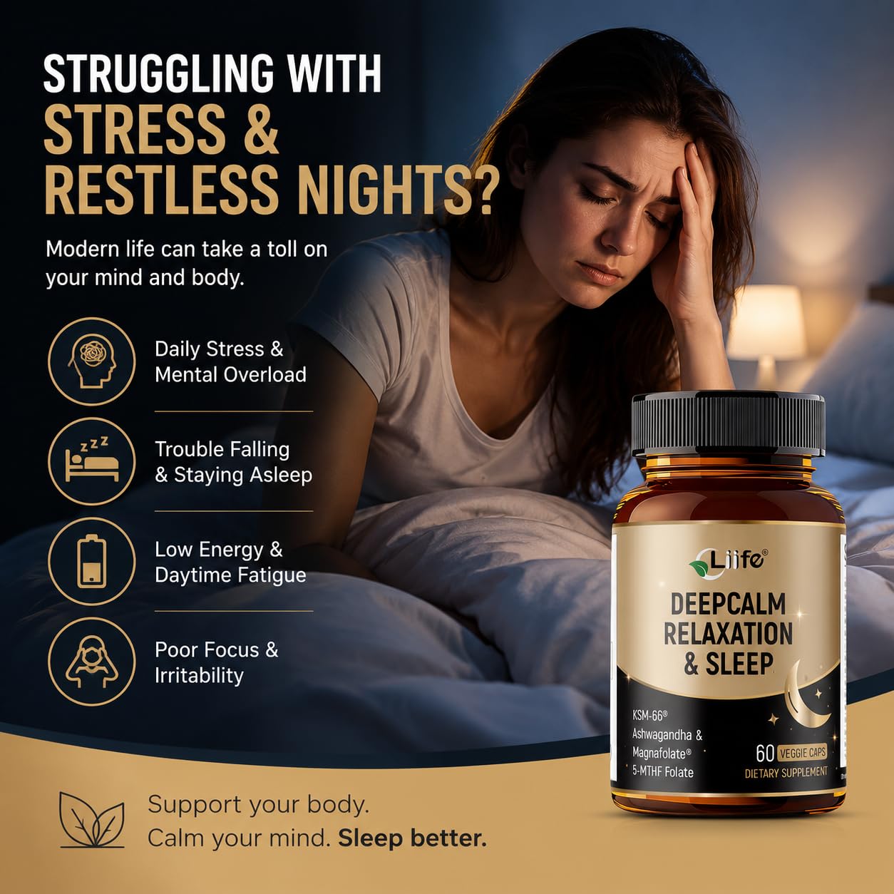 LIIFE DeepCalm Relaxation & Sleep Capsule 60 Veggie Capsules