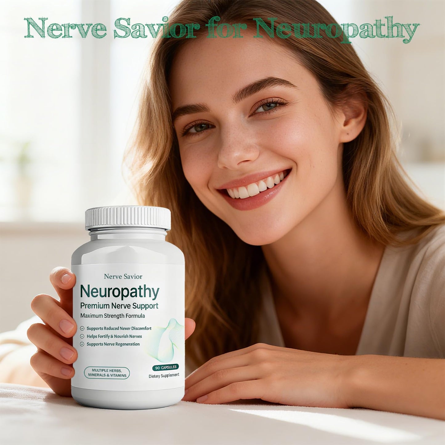 Nerve Savior Alpha Lipoic Acid 600mg with B Vitamins & Herbal Blend for Nerve Health Capsules 90 Count