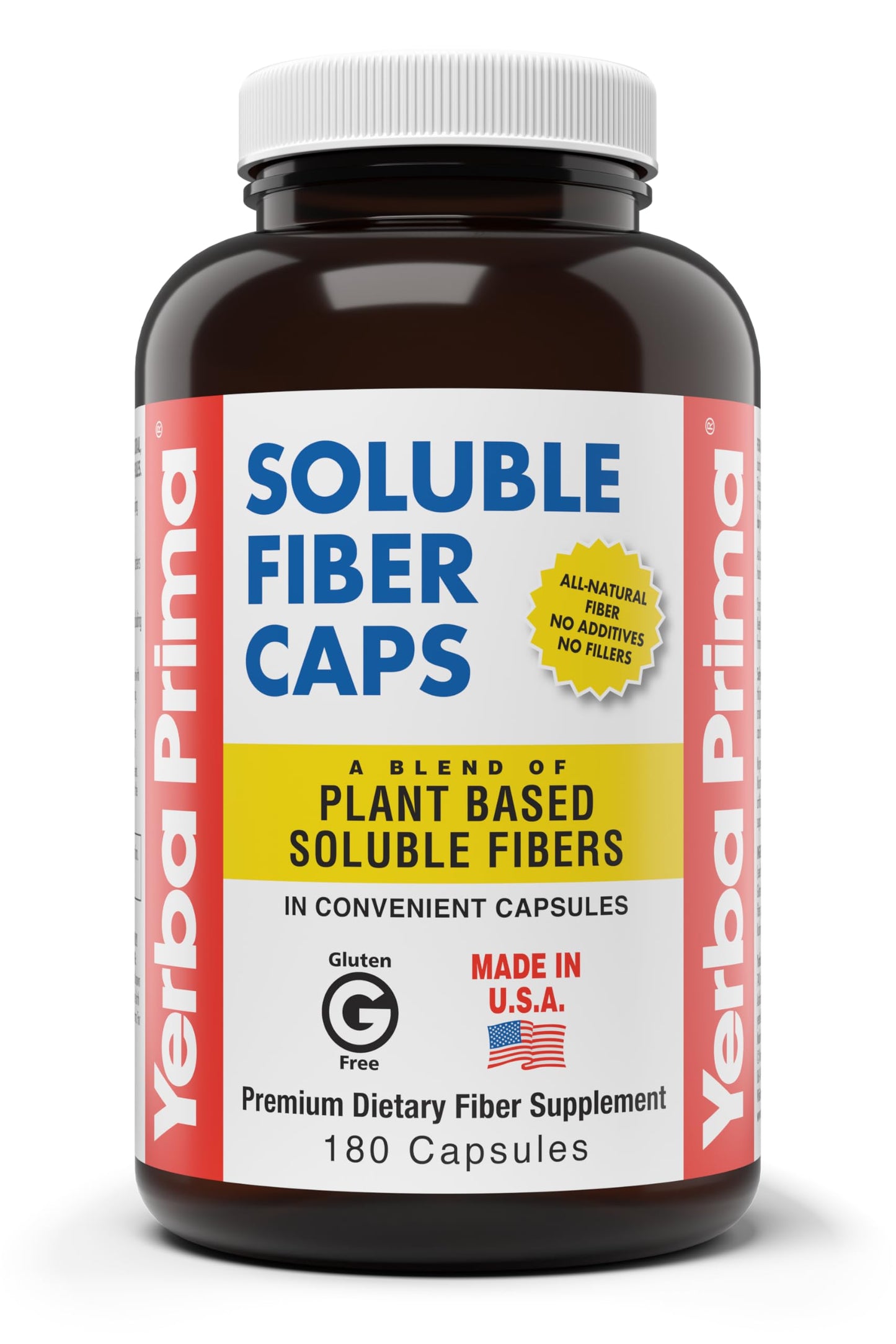 Yerba Prima Soluble Fiber Capsules, 180 Capsules