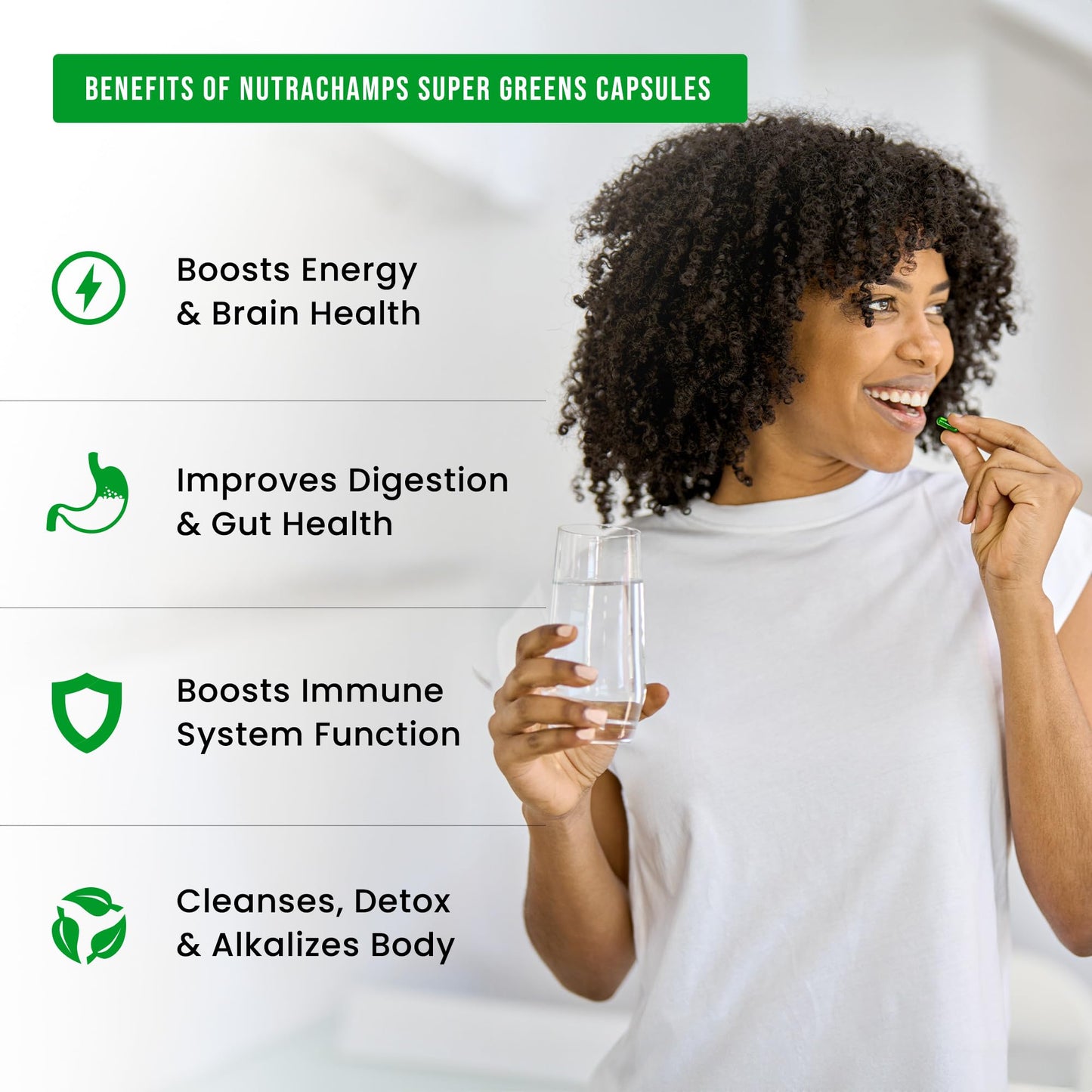NutraChamps Organic Super Greens Capsules 150 Count