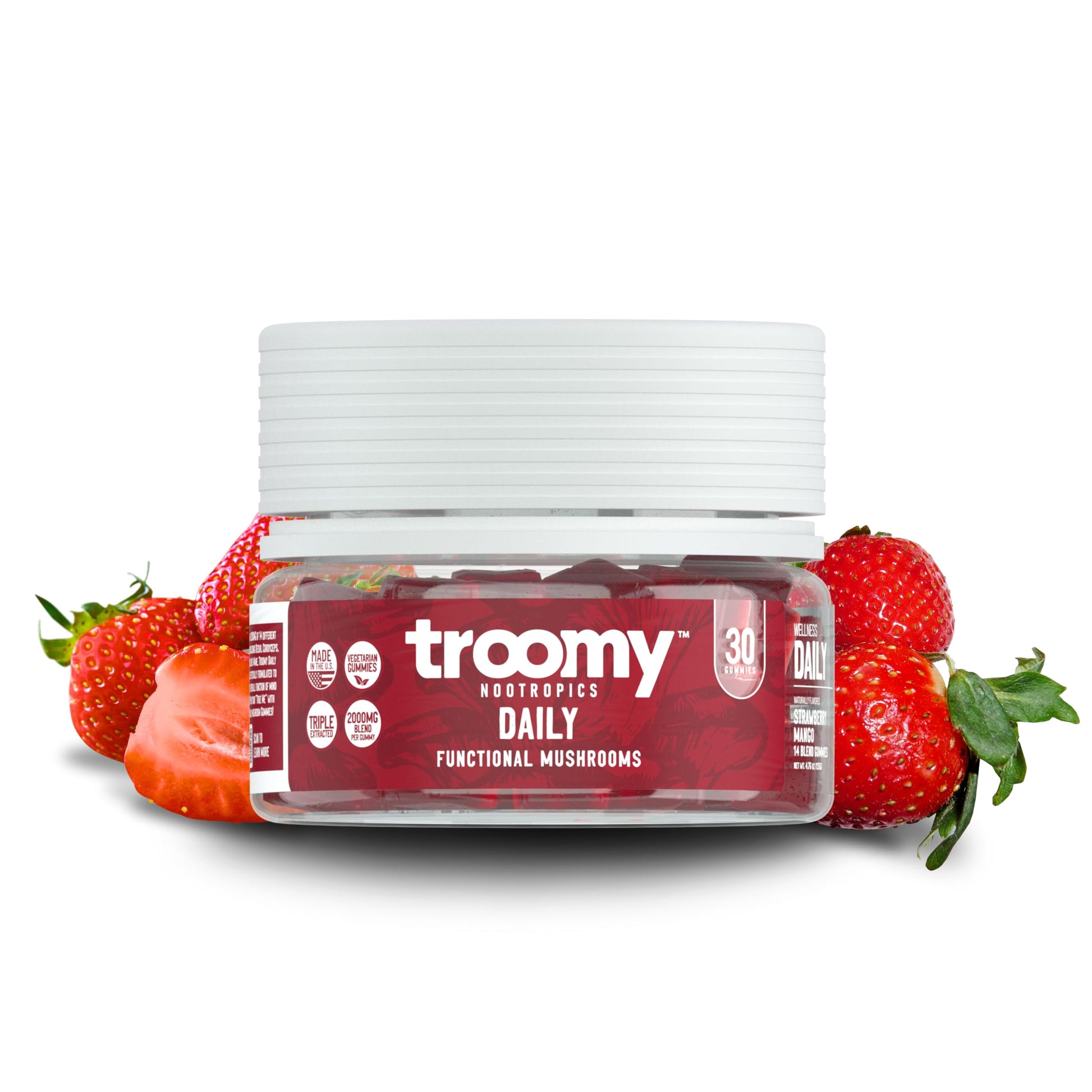 Troomy Nootropics Daily 14 Mushroom Blend Gummies 30 Count