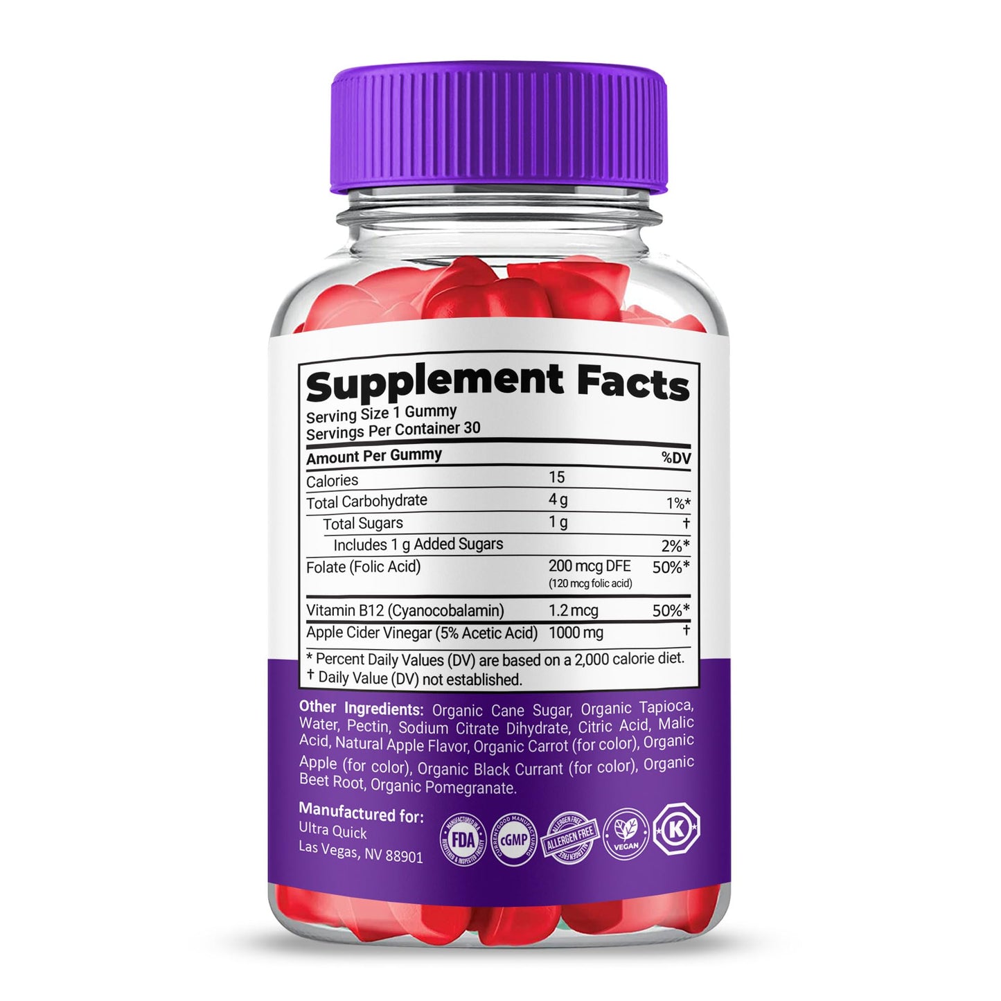 Gold Nutra UltraQuick Max+ ACV Gummies (2 Pack)