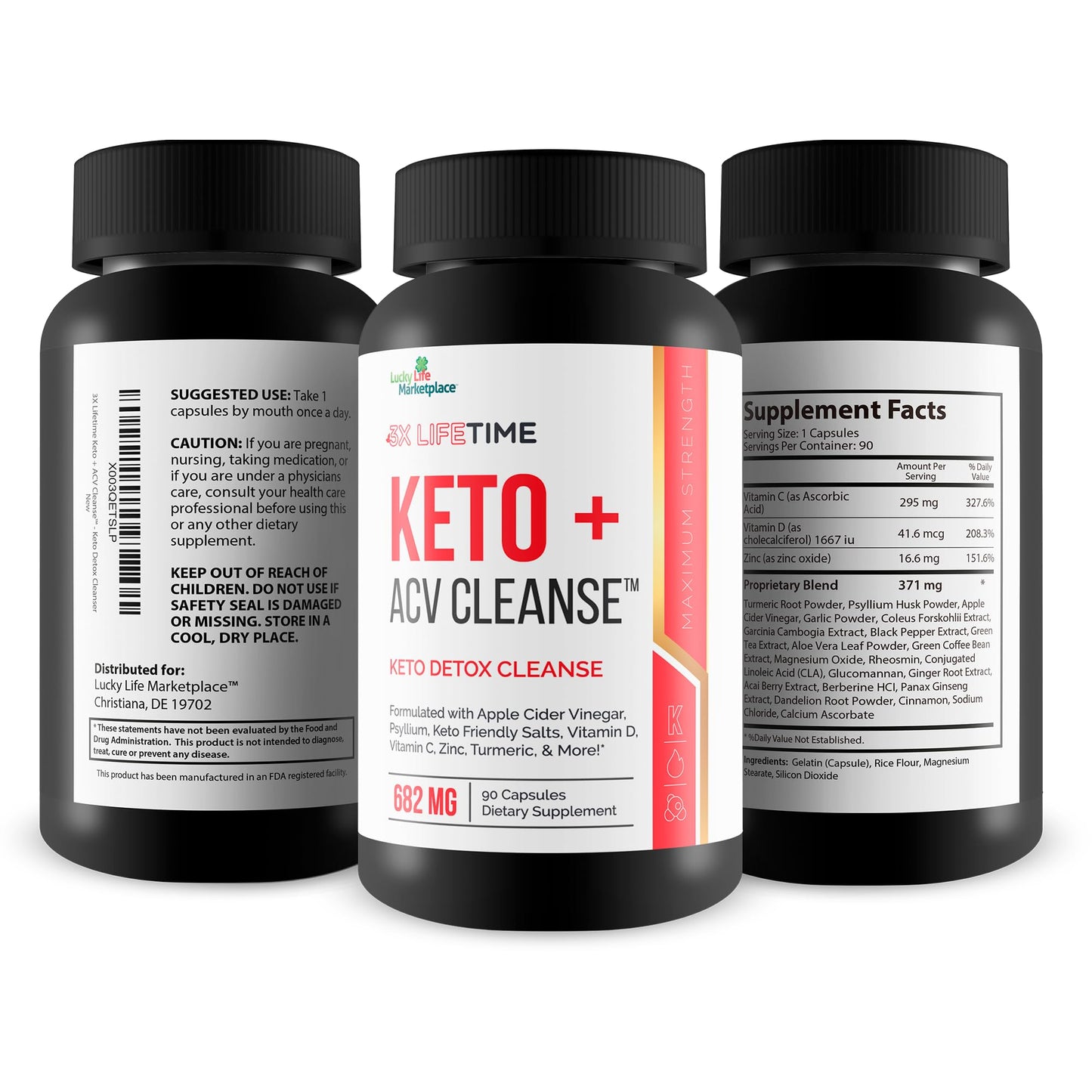 Generic 3X Lifetime Keto + ACV Cleanse Capsule 1 Count