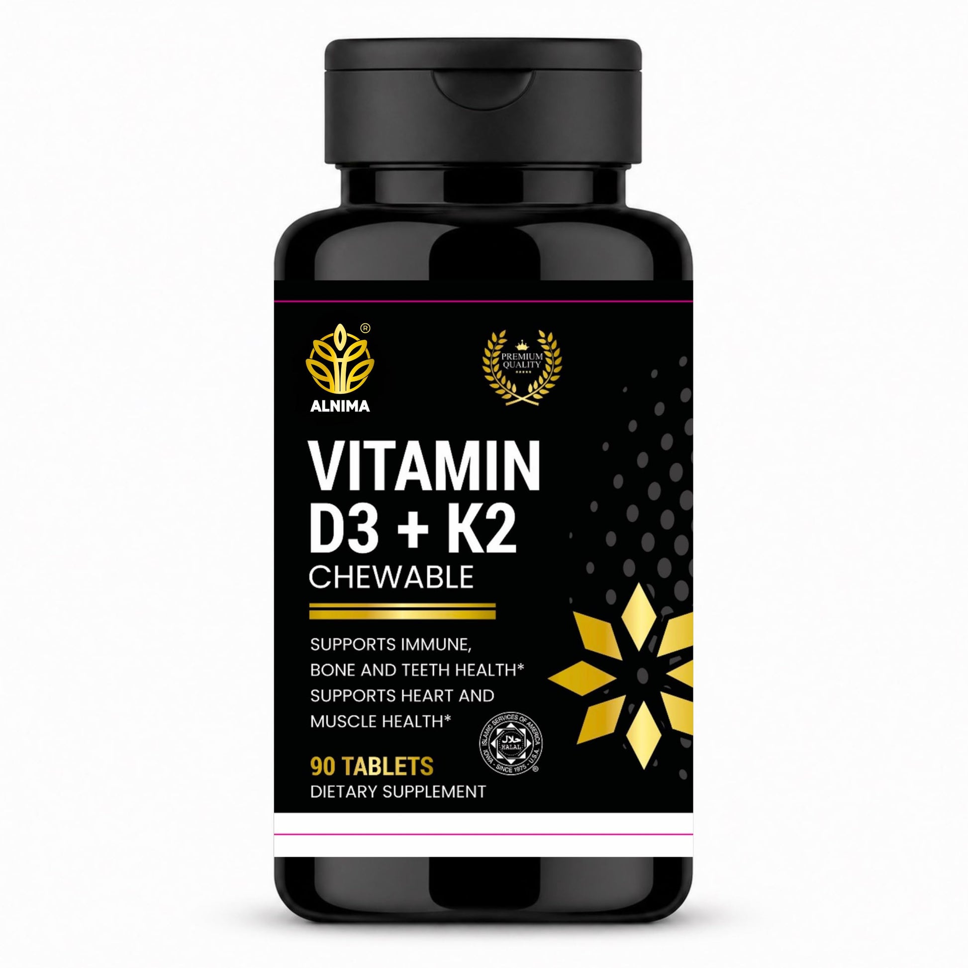 ALNIMA Vitamin D3 + K2 Chewable, 90 Tablets
