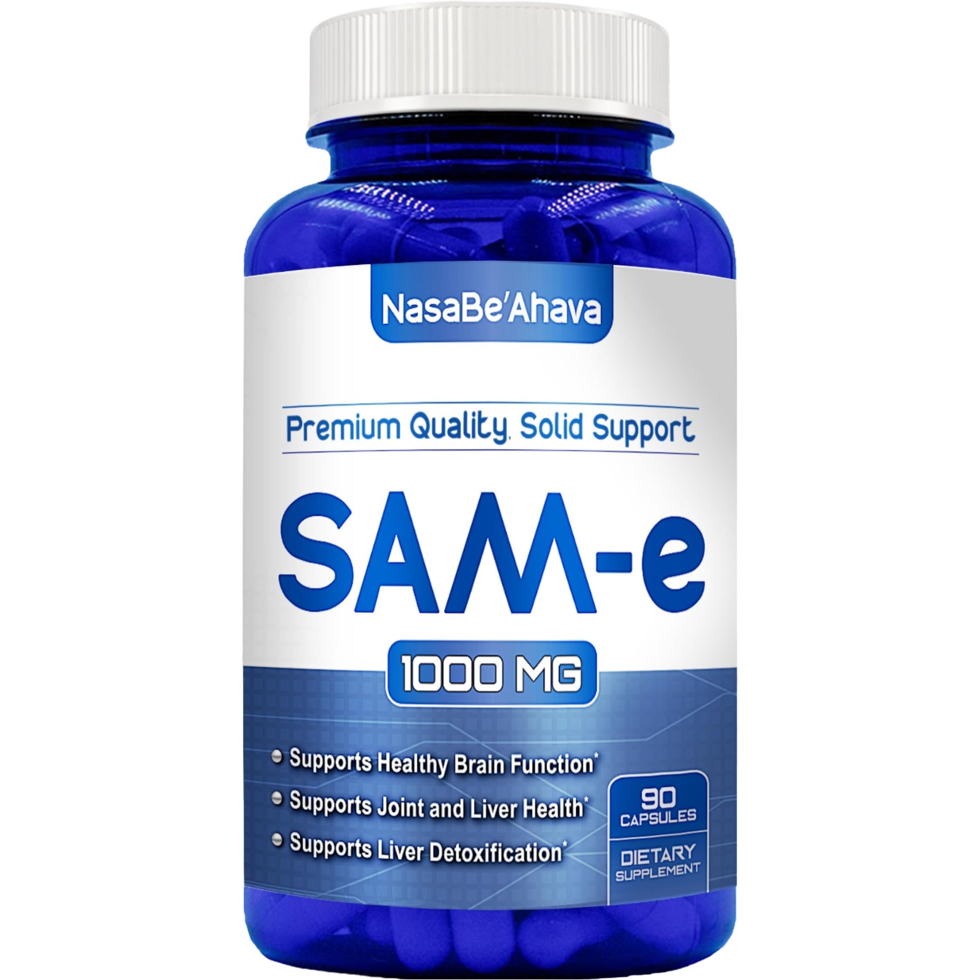 NasaBeahava Extra Strength SAM-e Supplement 1000mg per Serving Capsule, 90 Count