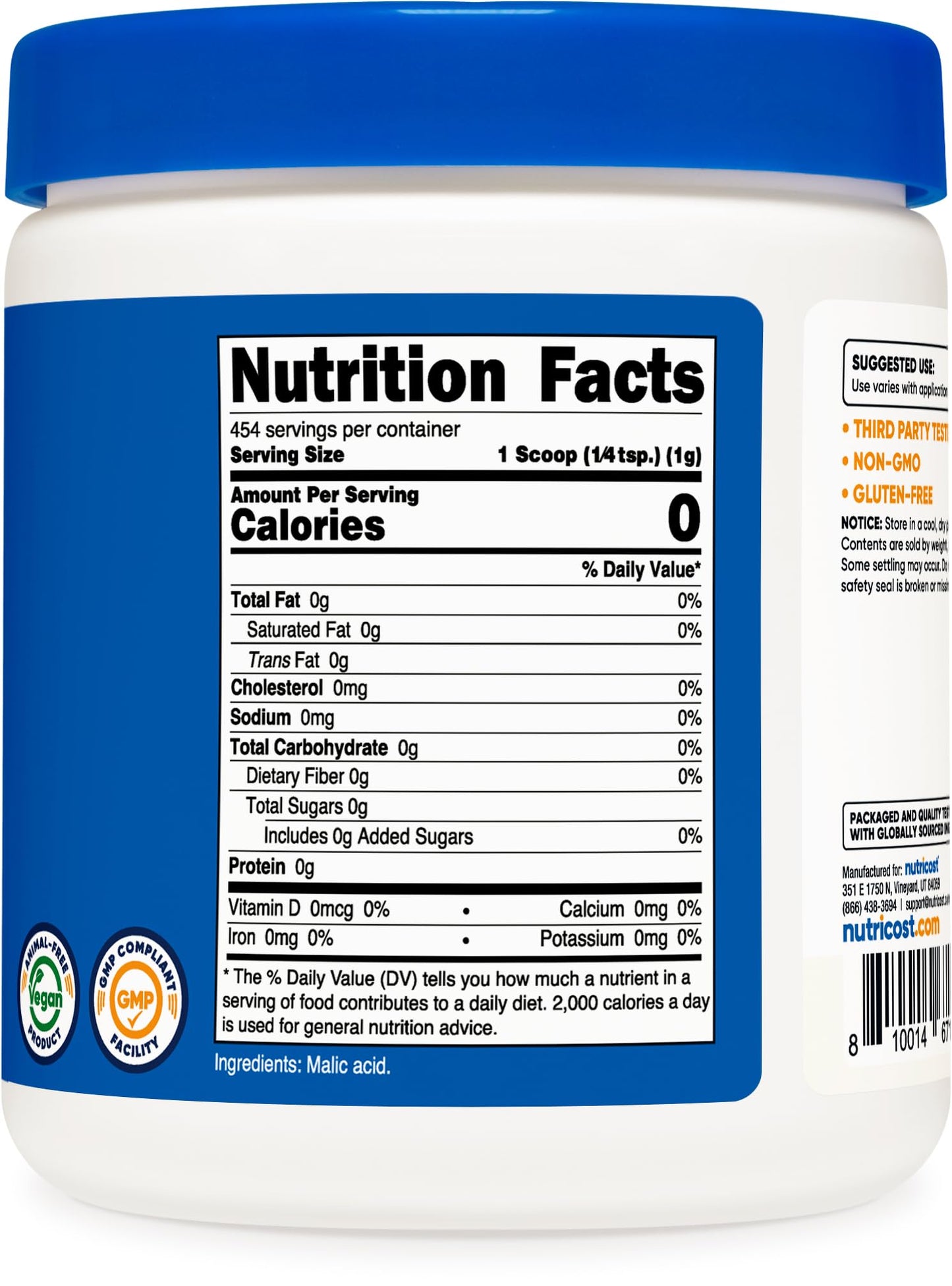 Nutricost Malic Acid Powder 454 Grams