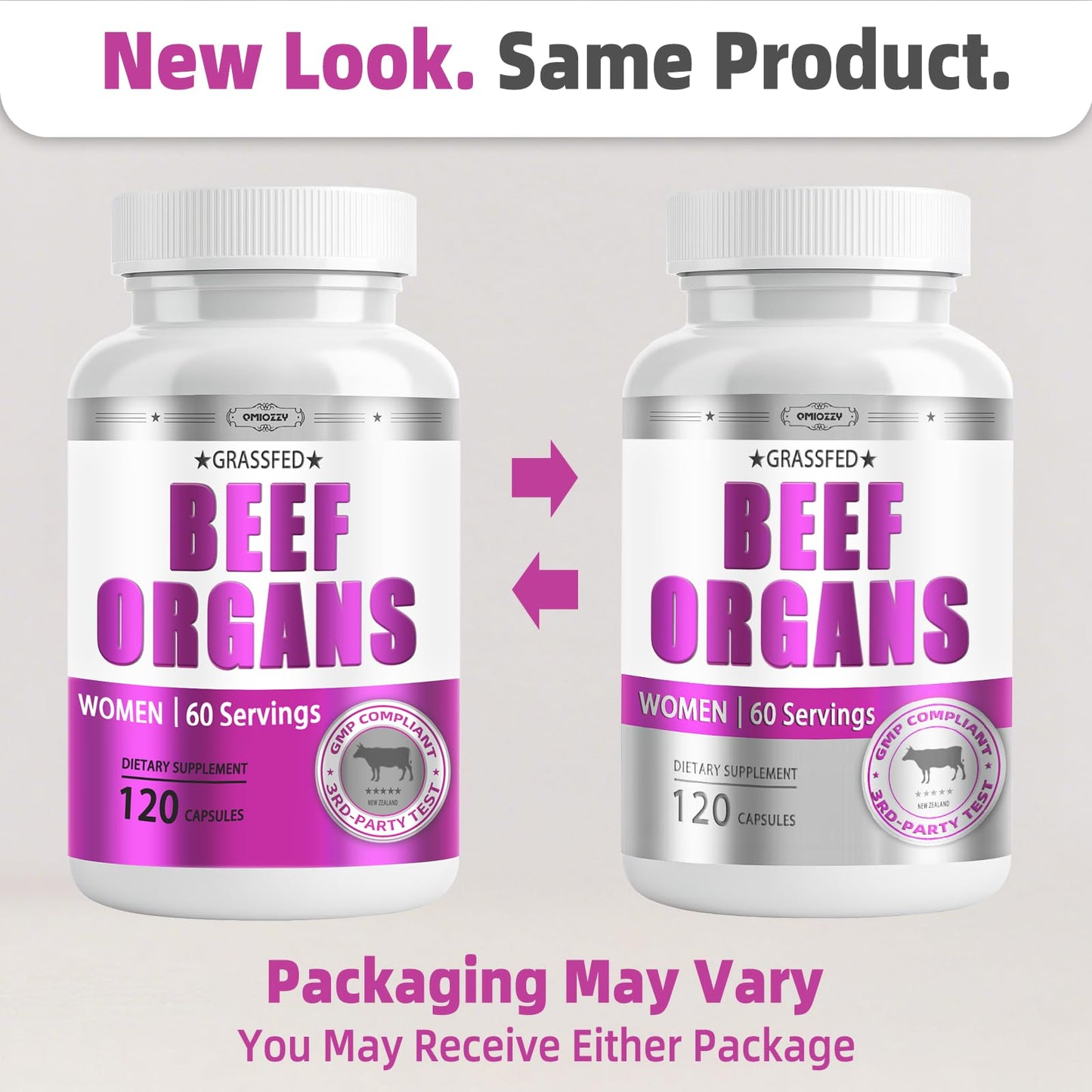 Qmiozzy Beef Liver Organ Supplement for Women, 120 Capsules
