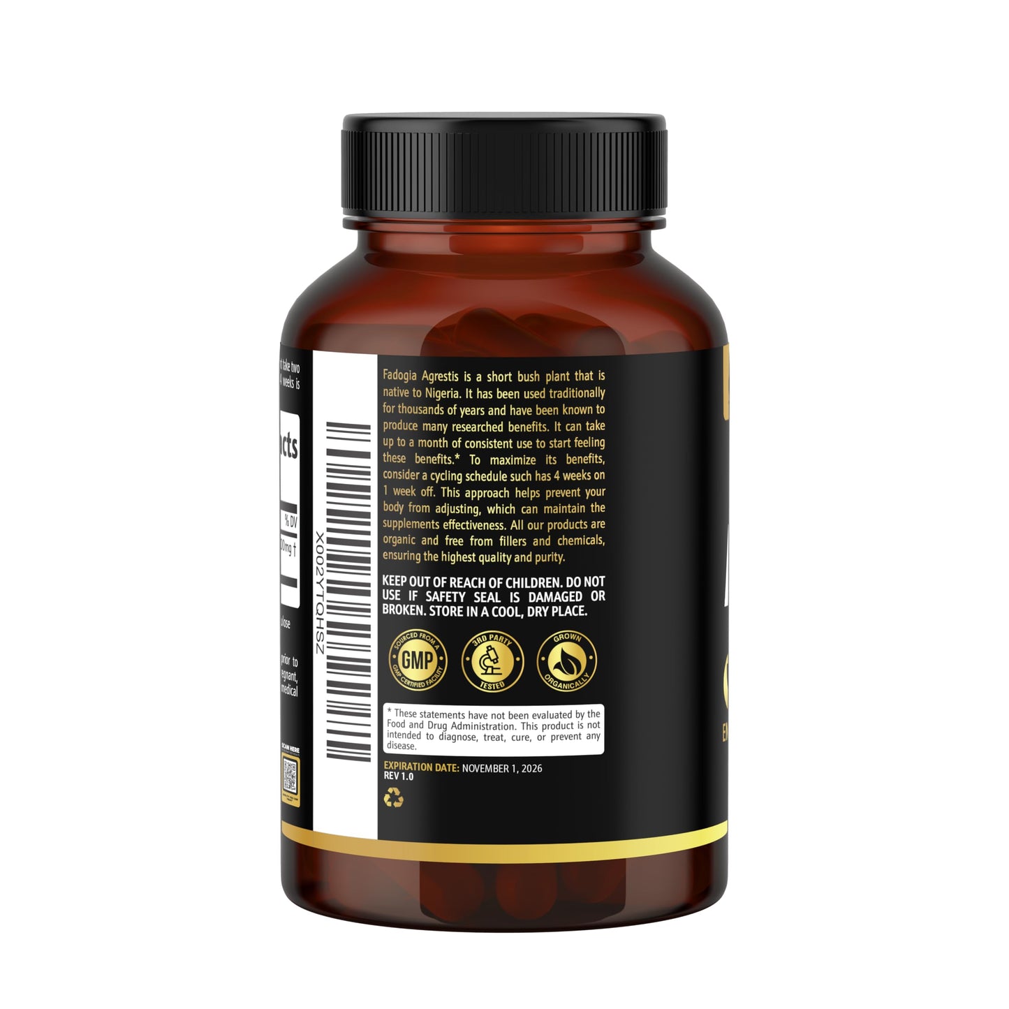 Earth Elixir Fadogia Agrestis Supplement 900mg Capsule, 180 Count