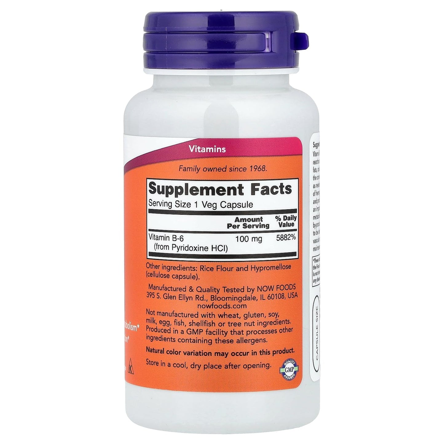 NOW Foods B-6 100mg Capsule 100 Count