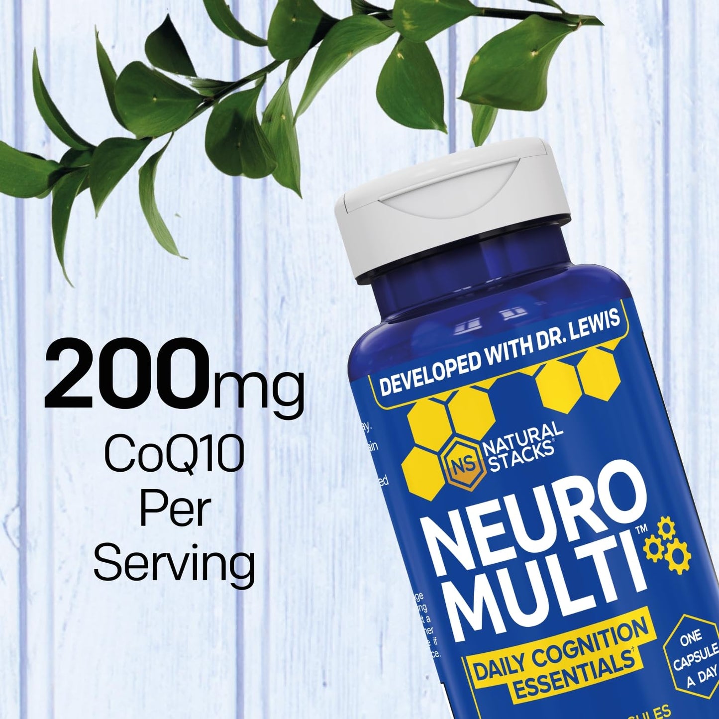 Natural Stacks NeuroMulti Daily Multivitamin For Women & Men With 200mg CoQ10 Capsule 1 Count