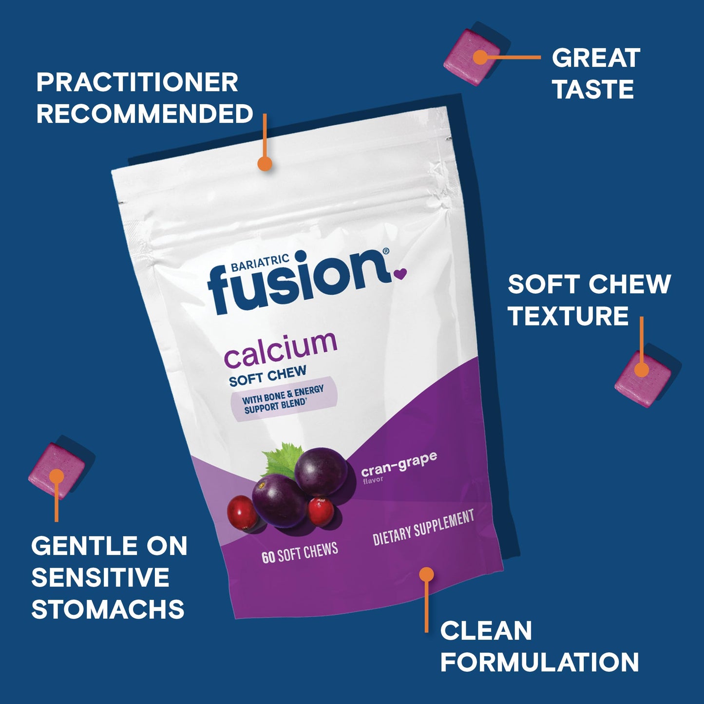 Bariatric Fusion Calcium Citrate with Vitamin D3 Gummies 60 Count