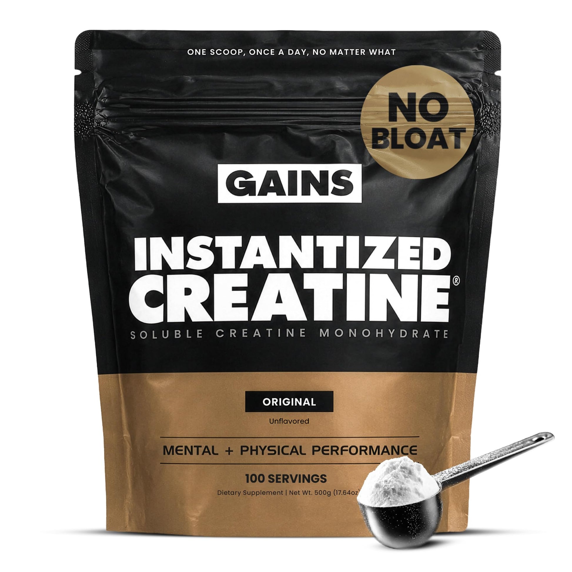 GAINS IN BULK Instantized Creatine Monohydrate Powder, 100 Servings