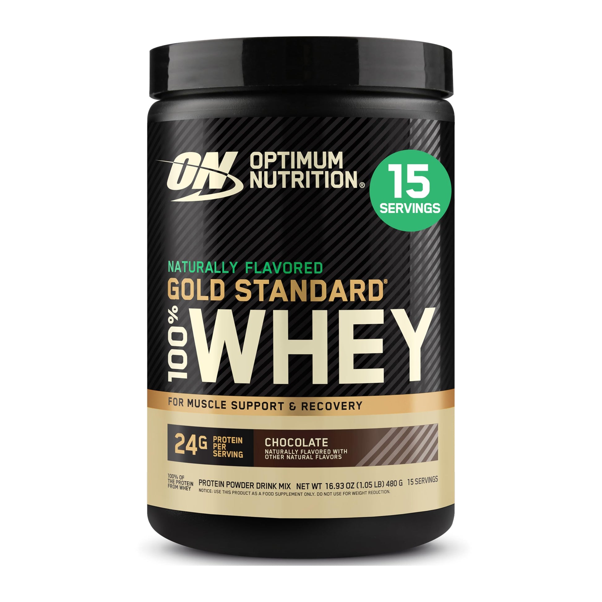 Optimum Nutrition Gold Standard 100% Whey Protein Powder, Naturally Flavored Chocolate, 16.93 oz