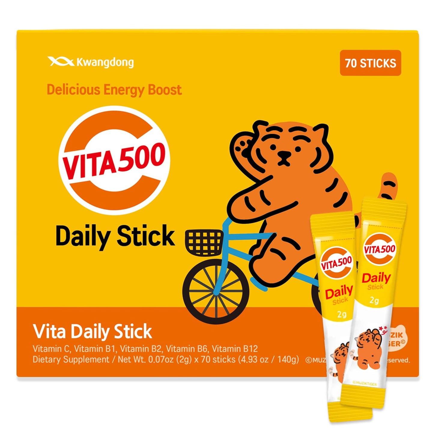 KWANGDONG Vita500 Multivitamin Powder Daily Stick Gummy, 70 Sticks