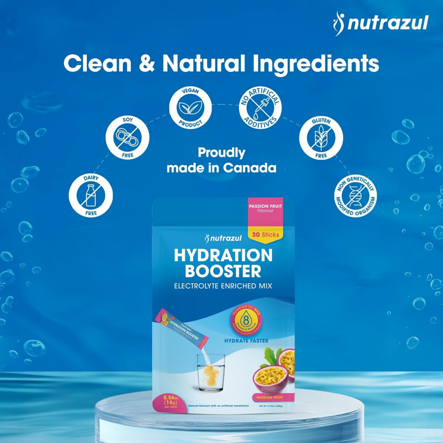 Nutrazul Hydration Booster, Electrolytes Powder Sticks 90 Sticks