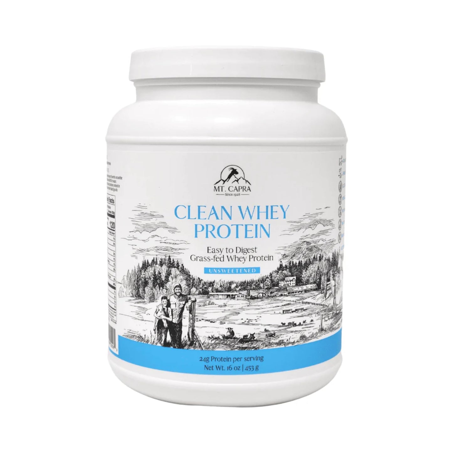 Mt. Capra Clean Whey Protein Powder (Unsweetened) and Clean Whole Protein + Minerals & Probiotics, 30.1