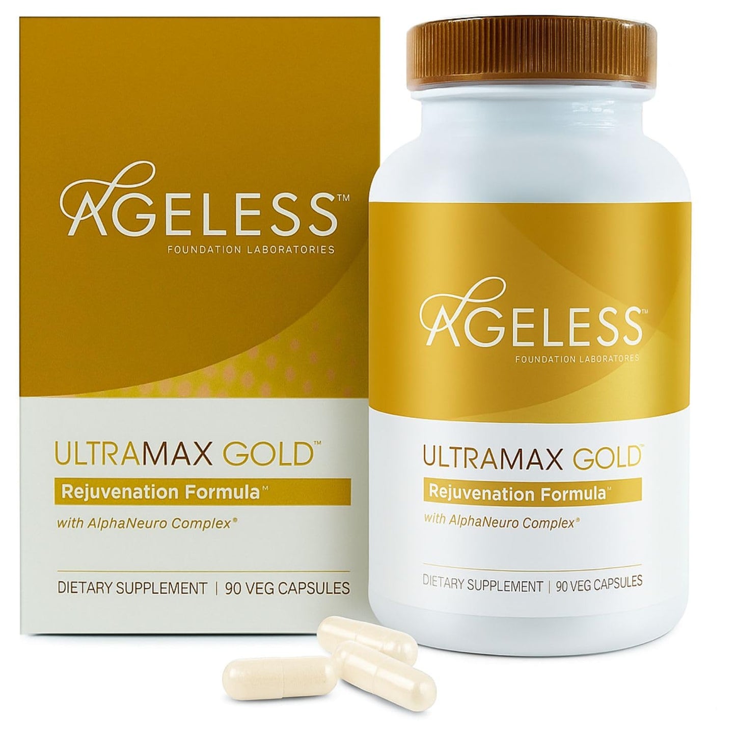 Ageless Foundation Laboratories HGH Supplements for Women & Men, Ultra MAX Gold 90 Capsules