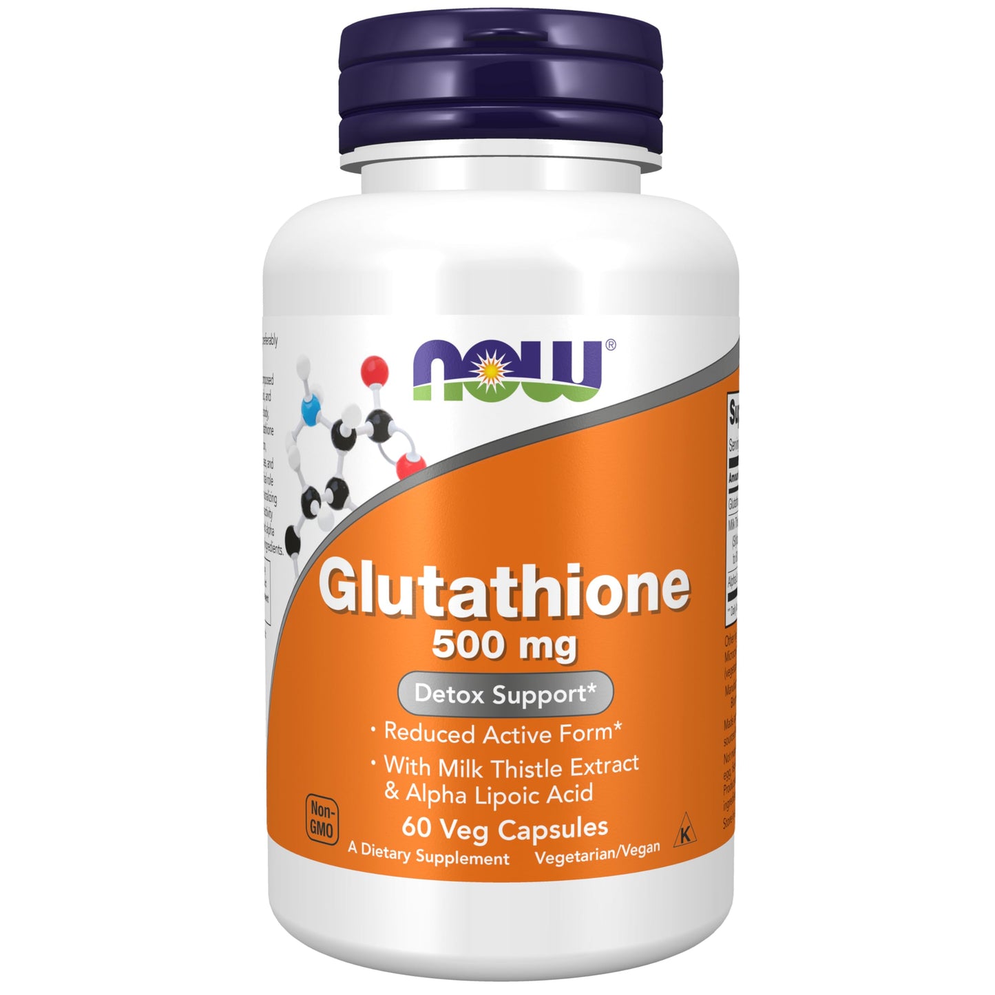 NOW Foods Glutathione 500 mg with Milk Thistle Extract & Alpha Lipoic Acid Capsule, 60 Count