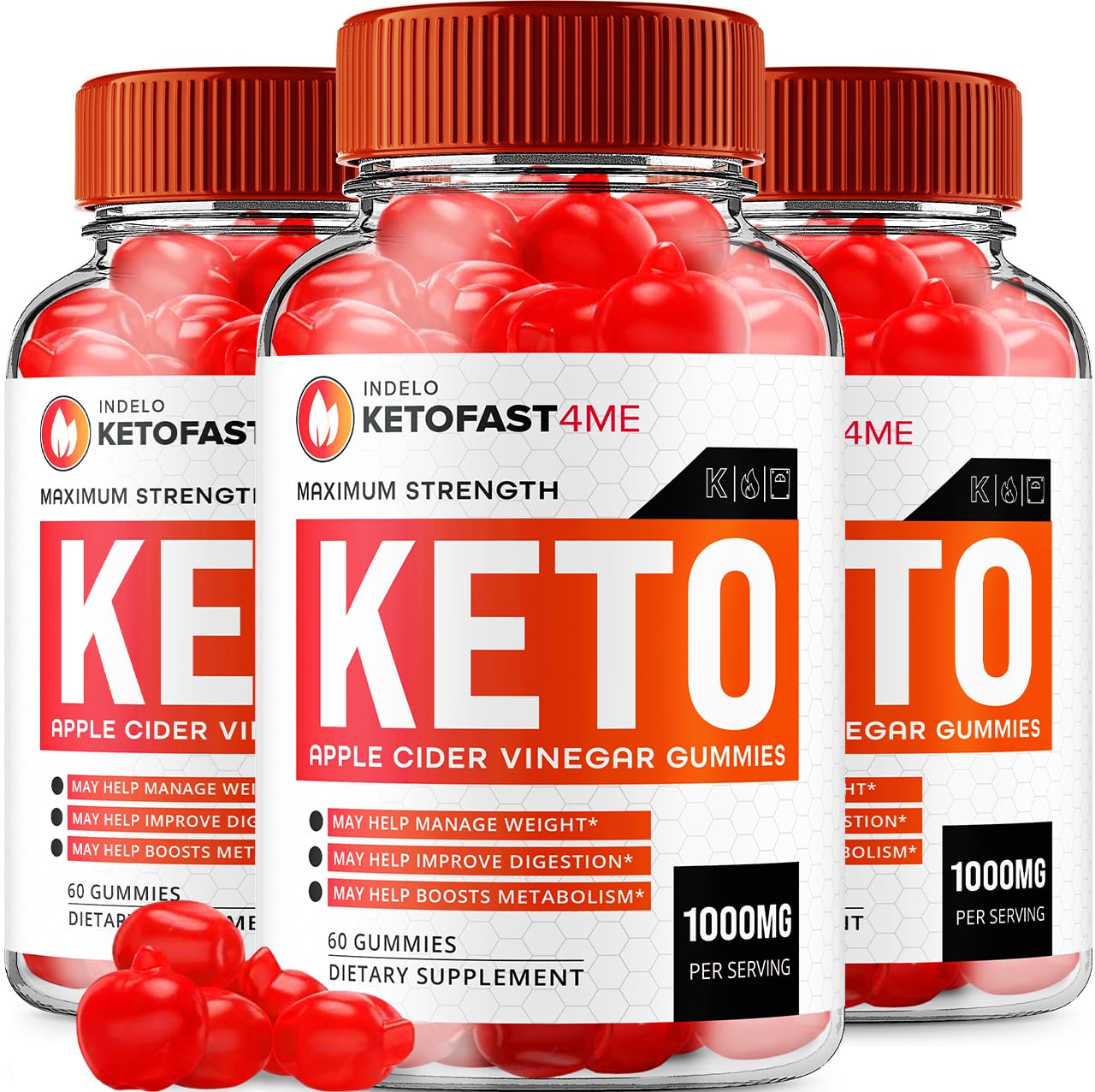 Indelo KetoFast4Me ACV Gummies, 180 Gummies