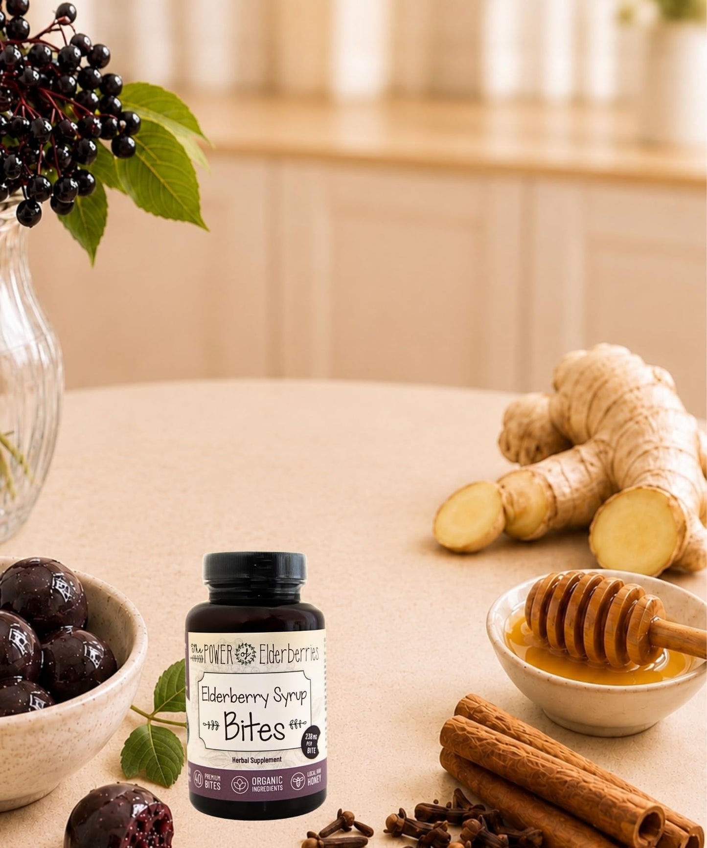 The POWER of Elderberries Elderberry Syrup Bites Gummy Chewable 40 Count