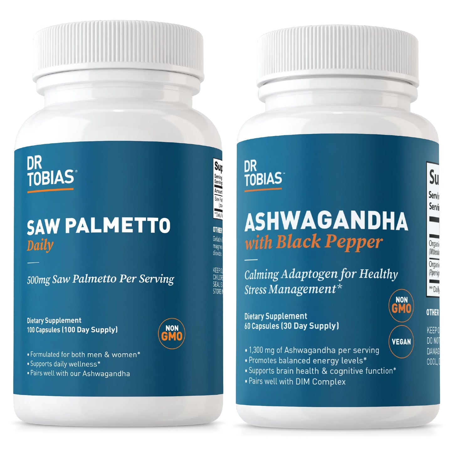 Dr. Tobias Saw Palmetto Supplement and Ashwagandha, 160 Capsules