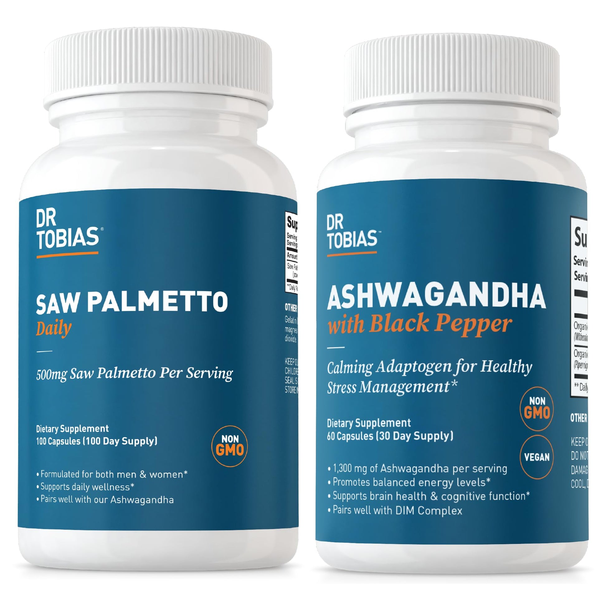 Dr. Tobias Saw Palmetto Supplement and Ashwagandha, 160 Capsules