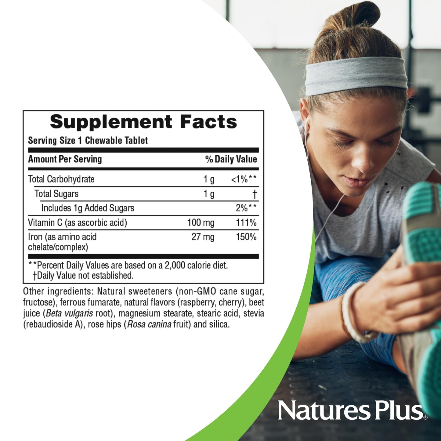 NaturesPlus Chewable Iron Tablet, 180 Tablets
