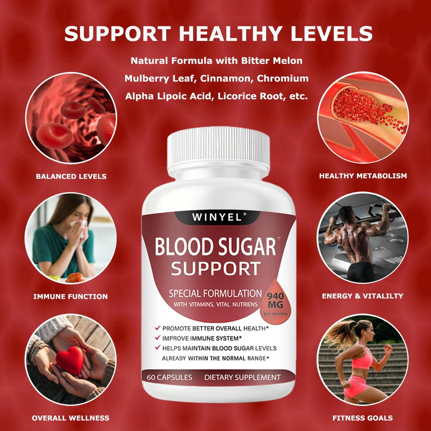 WINYEL Blood Sugar Complex Supplement Capsule, 60 Capsules