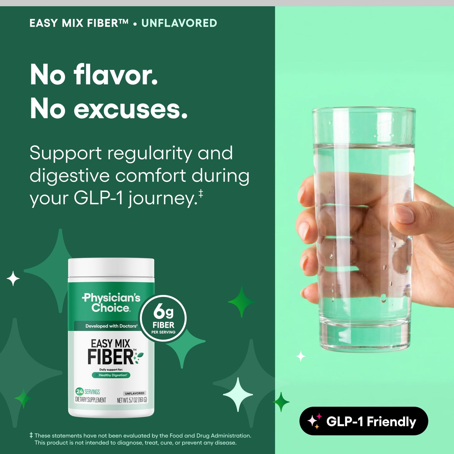 Physician's CHOICE Easy Mix Fiber for Digestive Health & Regularity Powder 5.7 oz