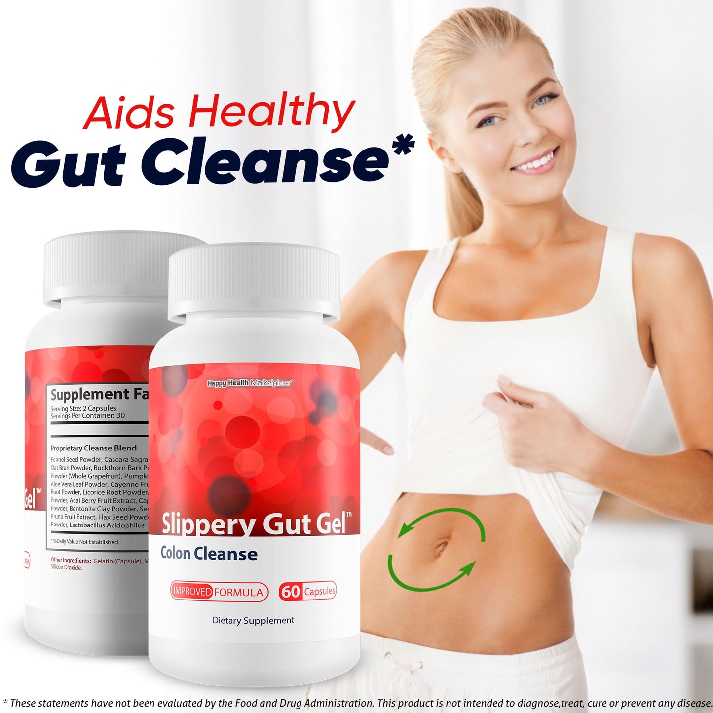 Happy Health Marketplace Slippery Gut Gel Colon Cleanse Capsules 60 Count