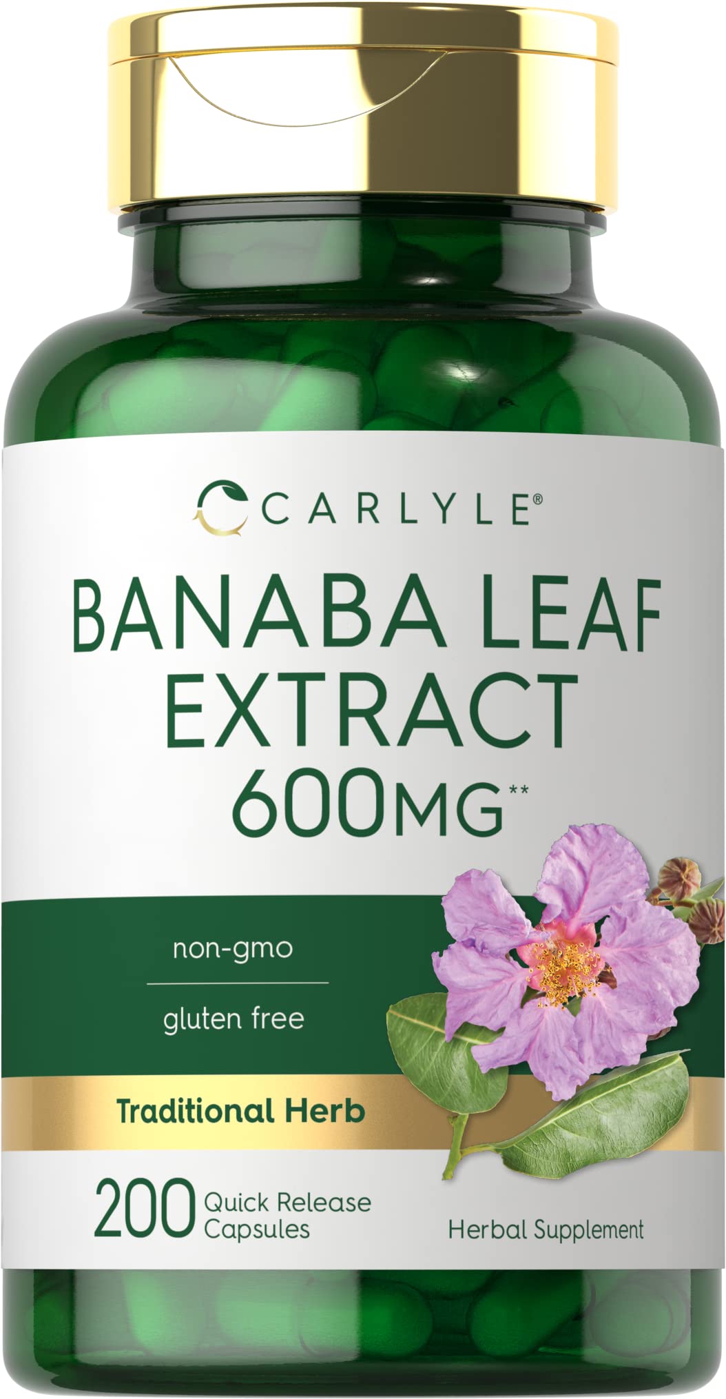 Carlyle Banaba Leaf Extract Capsules, Non-GMO, Gluten Free, 200 Capsules