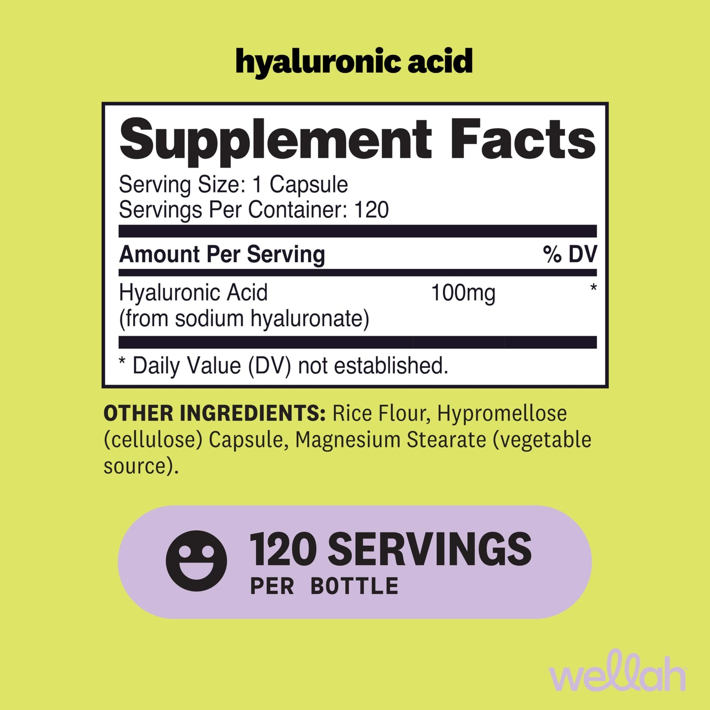 Wellah Hyaluronic Acid Supplement for Women (100mg) 120 Capsules